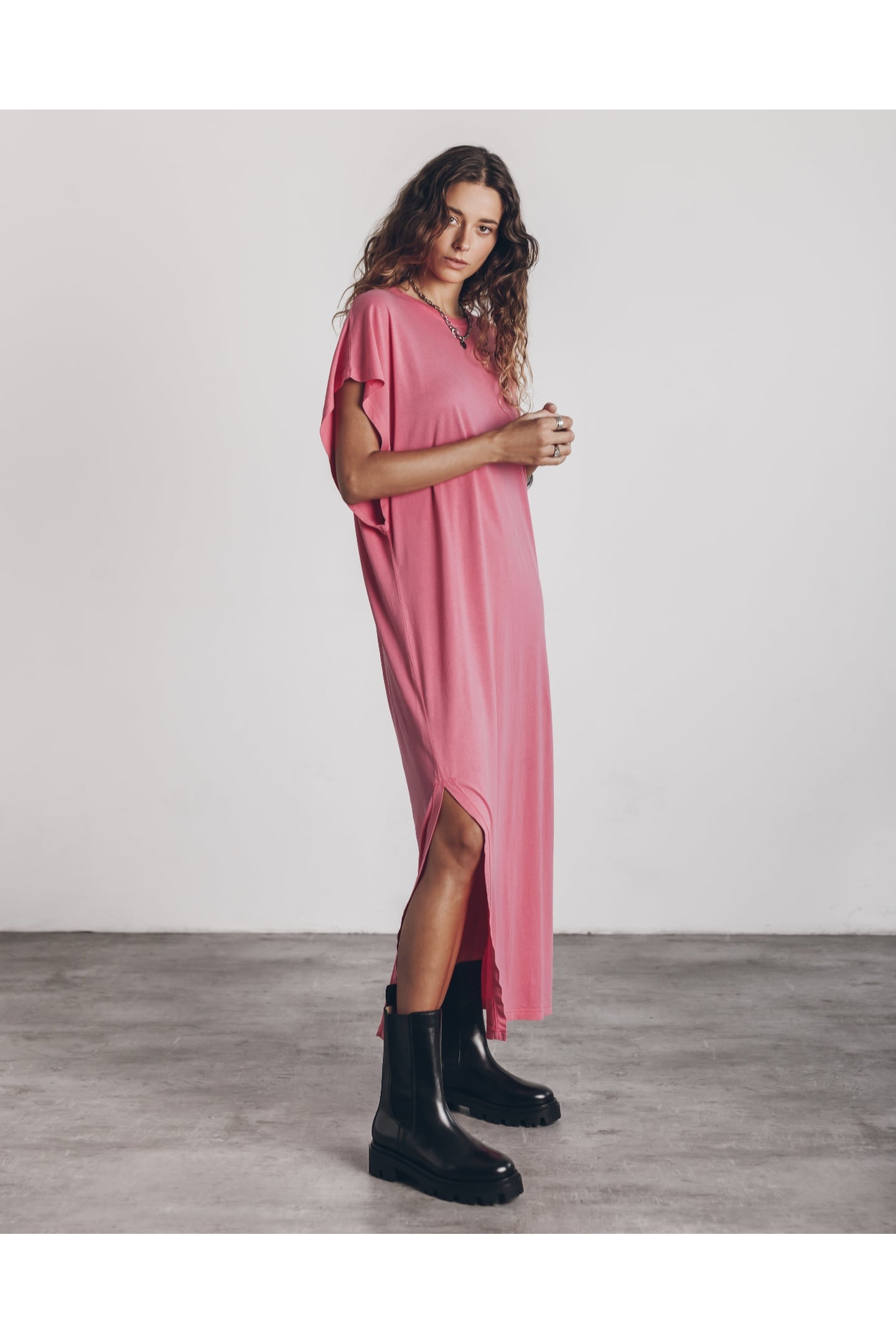 THE SUPER PINK LONG BATWING DRESS 2