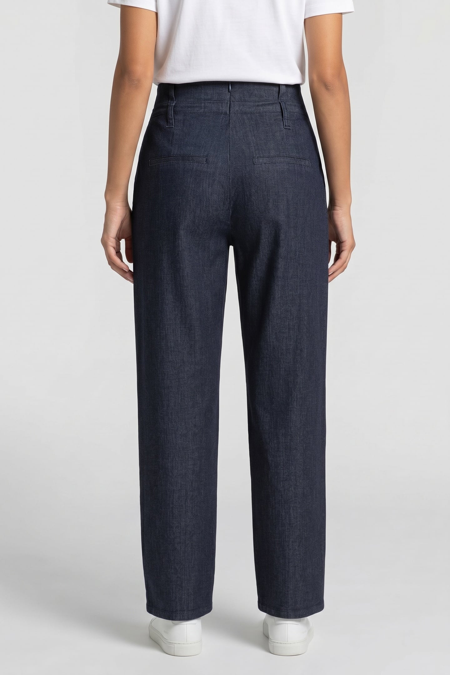 PLEATED PAPER BAG DENIM PANTS DARK BLUE 2