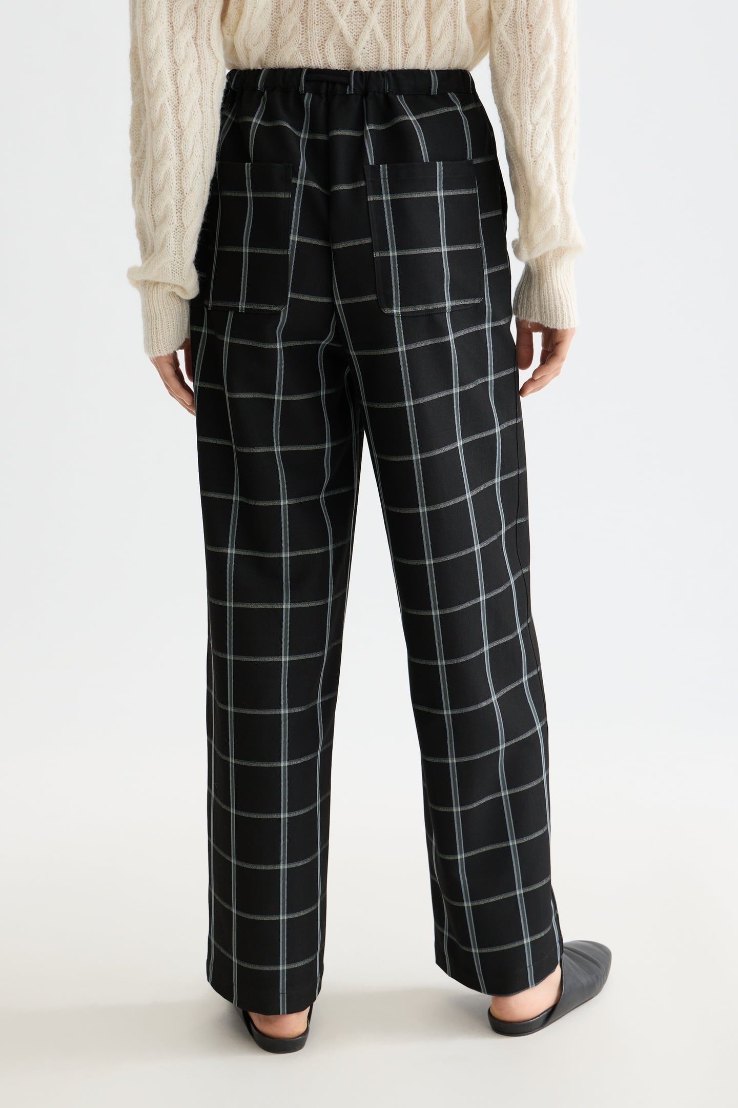EZRA - HIGH RISE DRAWSTRING PANT METEORITE WINDOW PANE CHECK 3