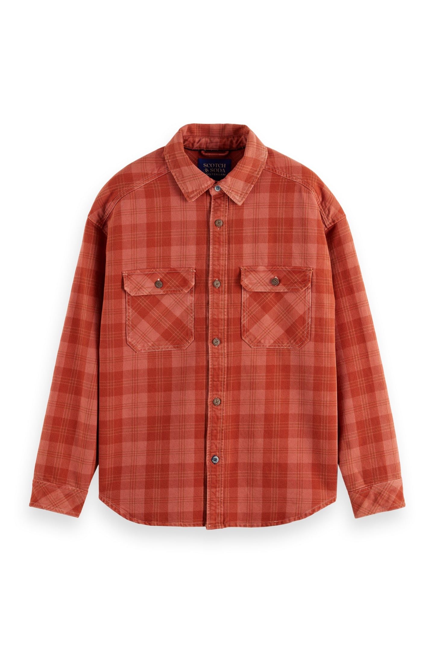 WASHED DENIM CHECKED OVERSHIRT RED CHECK 1