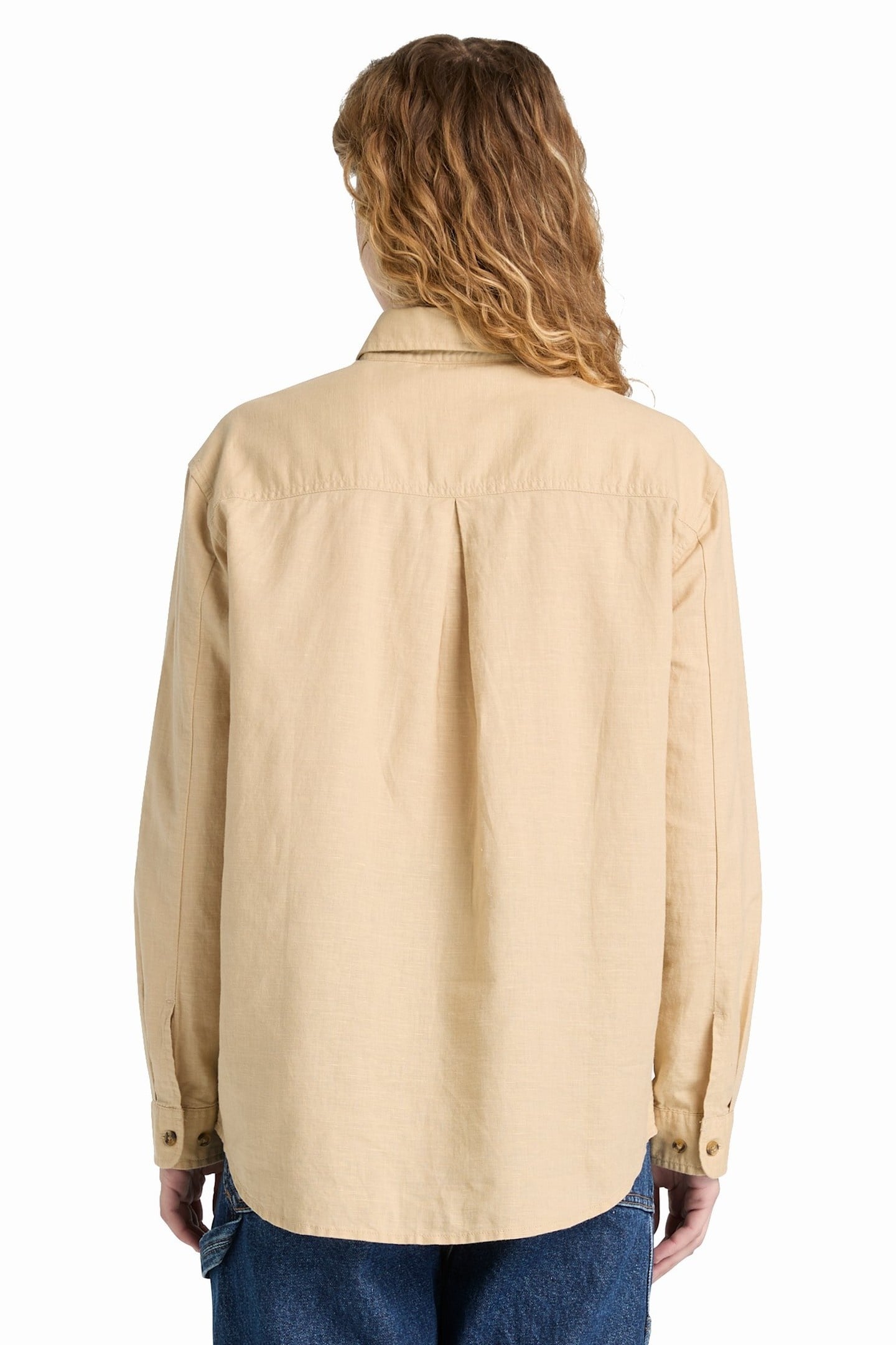 LINEN BLEND LONG-SLEEVE SHIRT MEDIUM BEIGE 2
