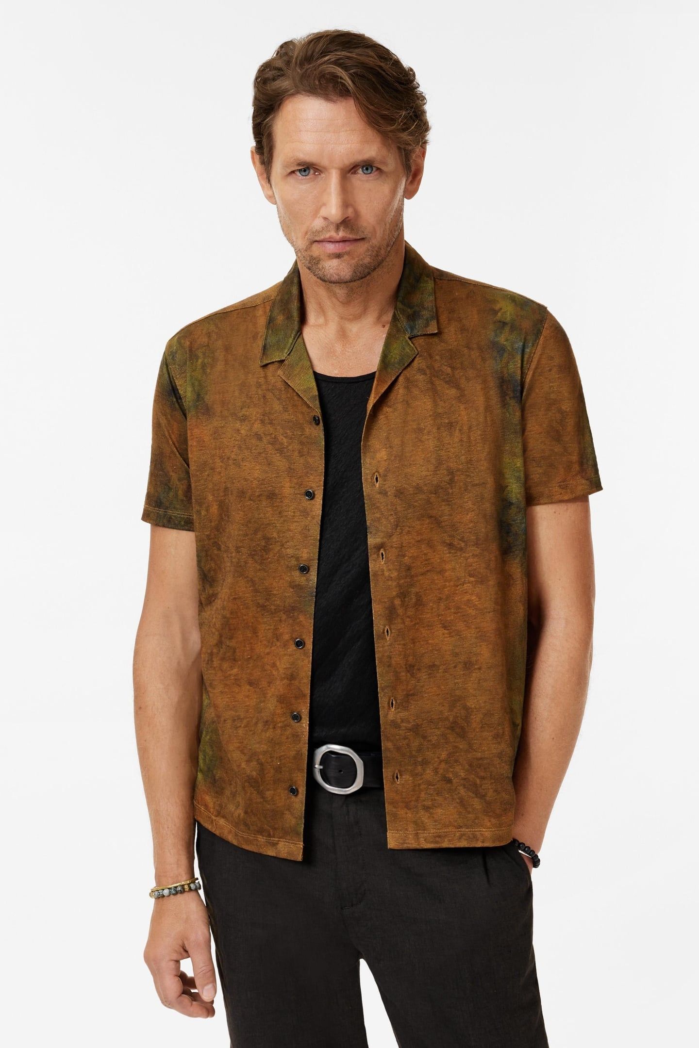 AGOSTA EASY FIT SS CAMP COLLAR SHIRT WIT SANDSTONE HT 1