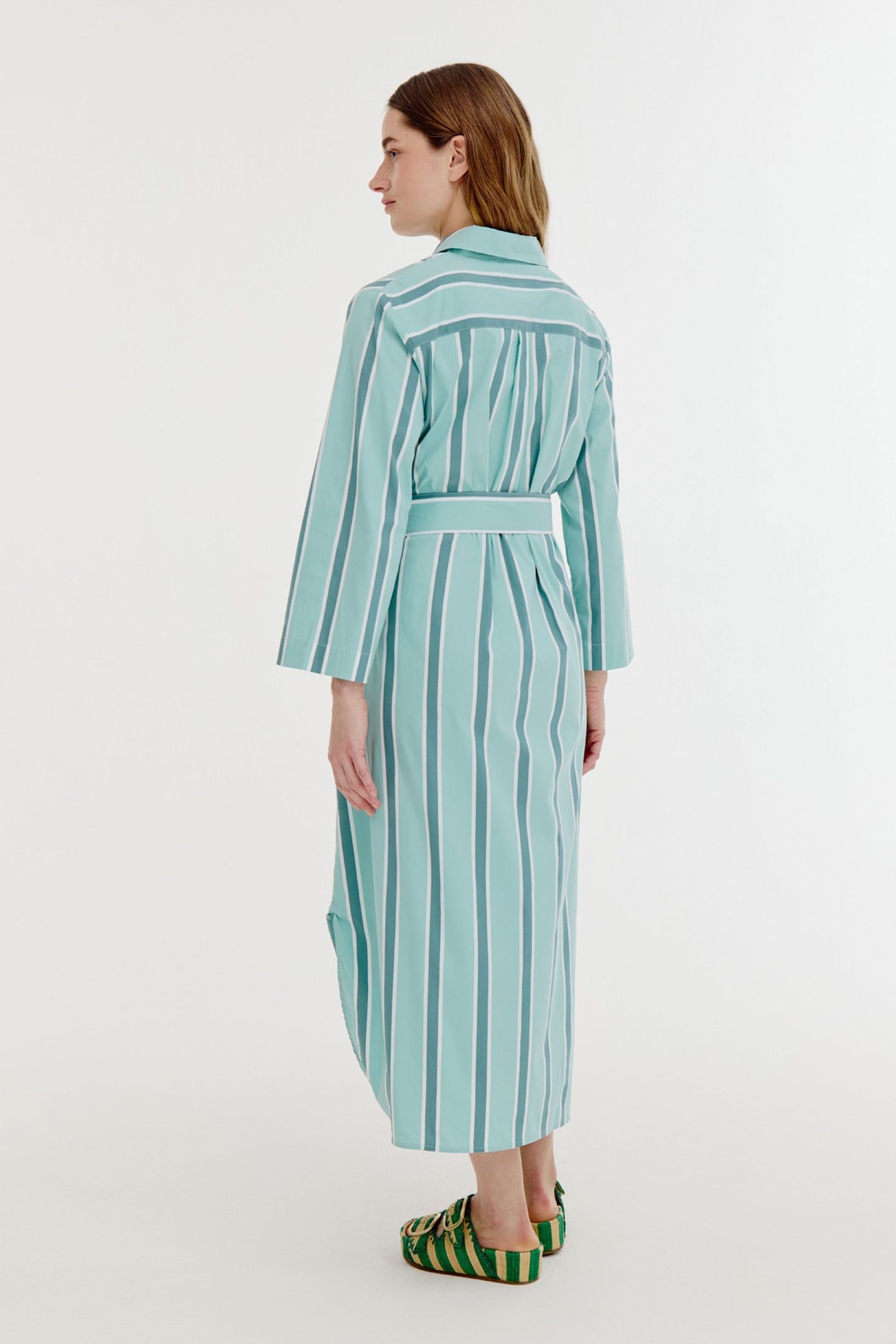 BOUDEWIJN DRESS WASABI GREEN STRIPE 4