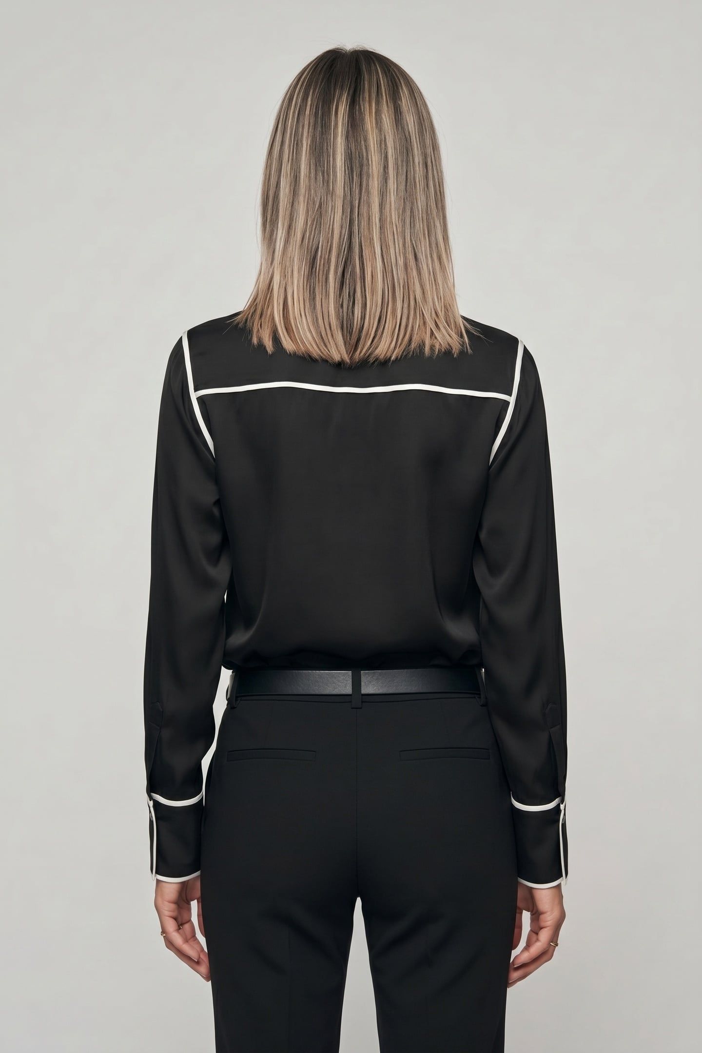 BW CONTRAST PIPING BLOUSE BLACK 2