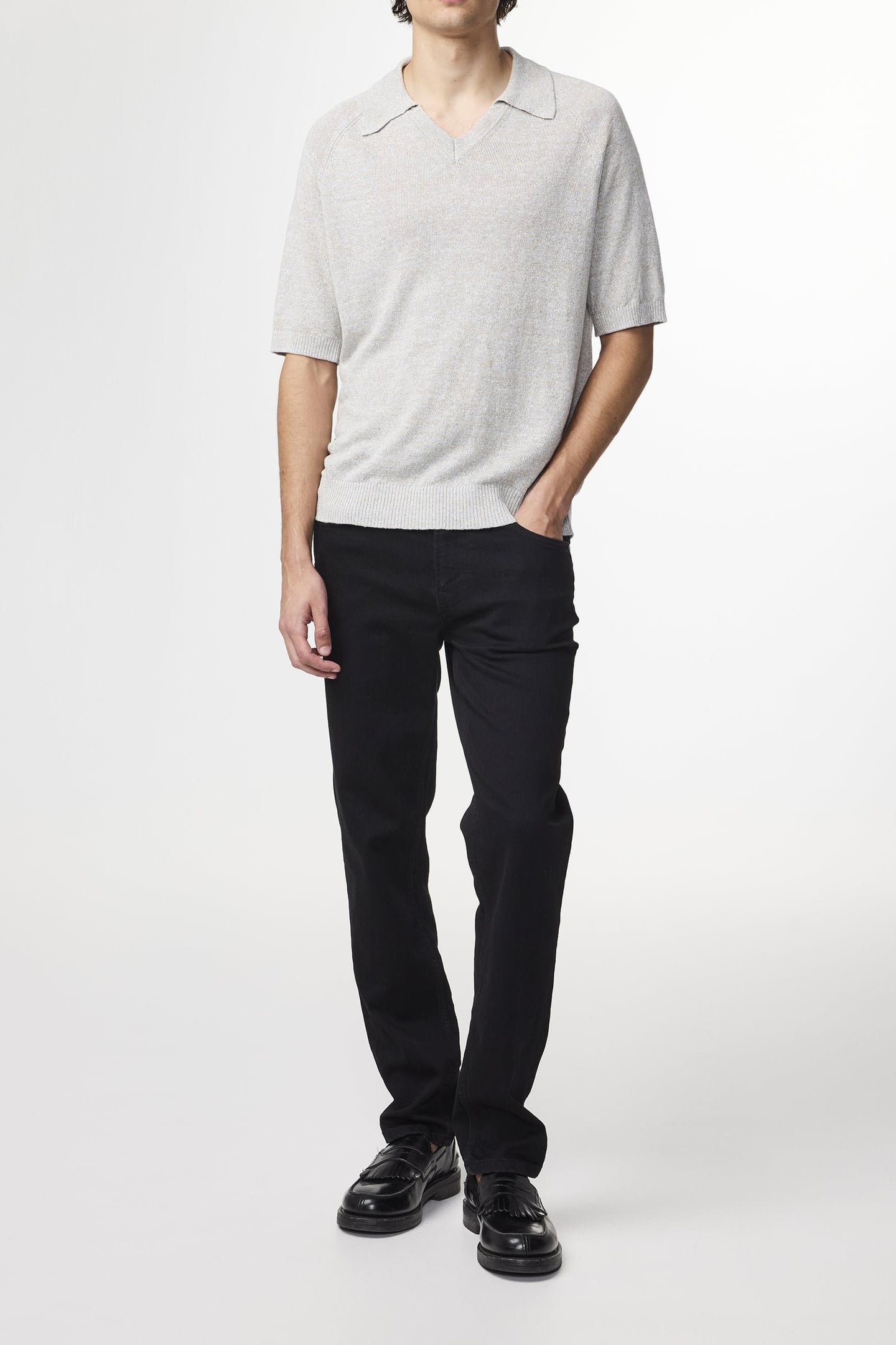 CALE V-NECK POLO 6565 KNIT WINTER SKY 2