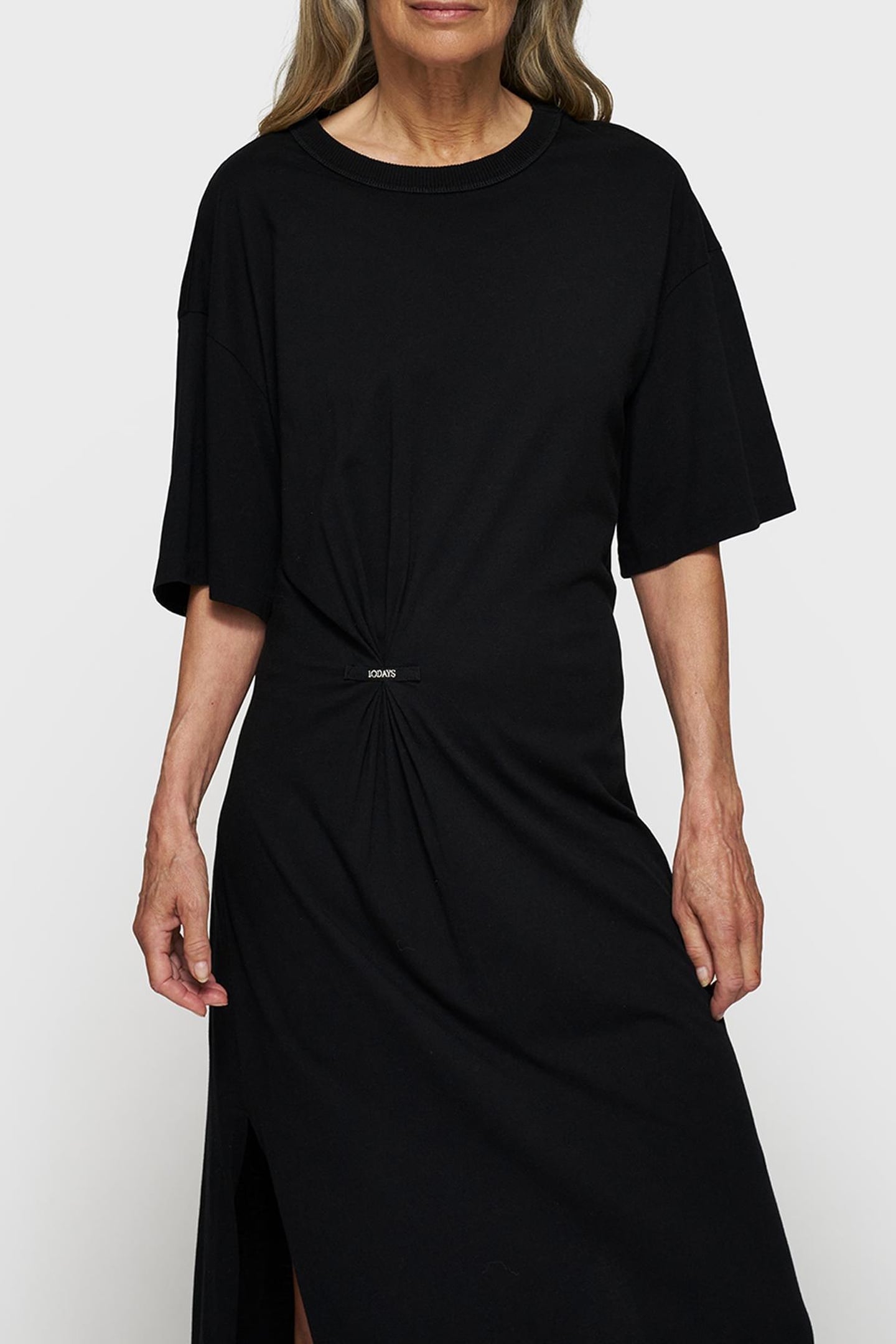 TEE DRESS GATHERING BLACK 2