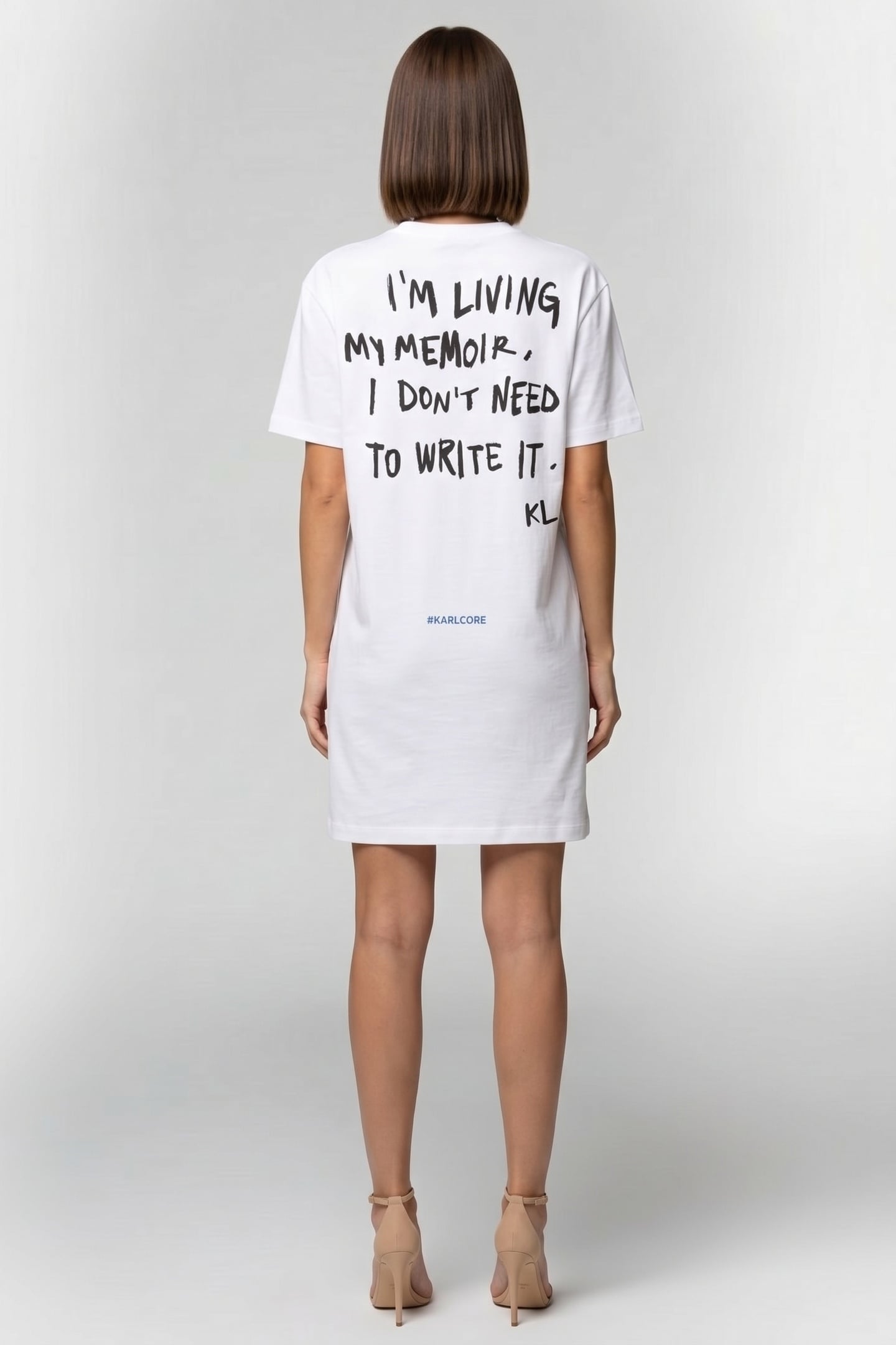 KLJ KARLISM TEE DRESS WHITE 2