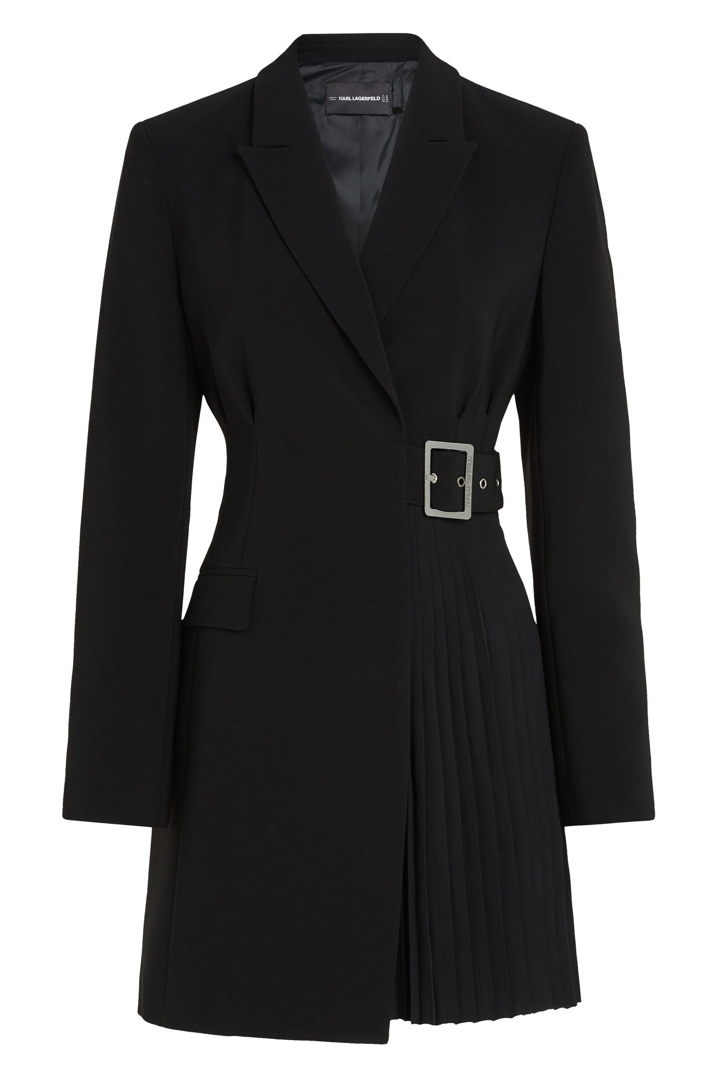 TAILORED PLEATED BLAZER DRESS BLACK 5