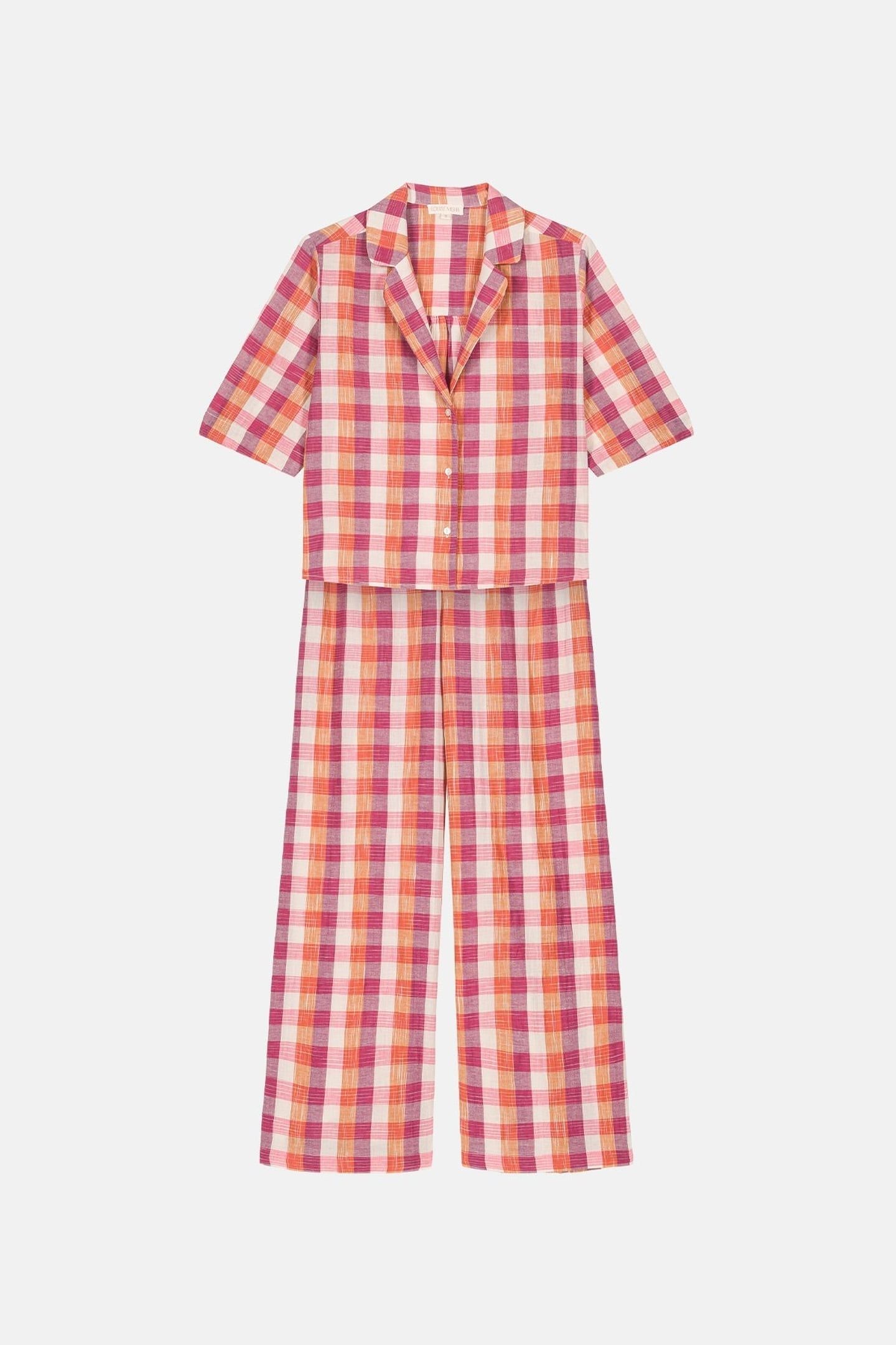 PAJAMAS SET LOUKA CREAM SUNSET CHECKS 4