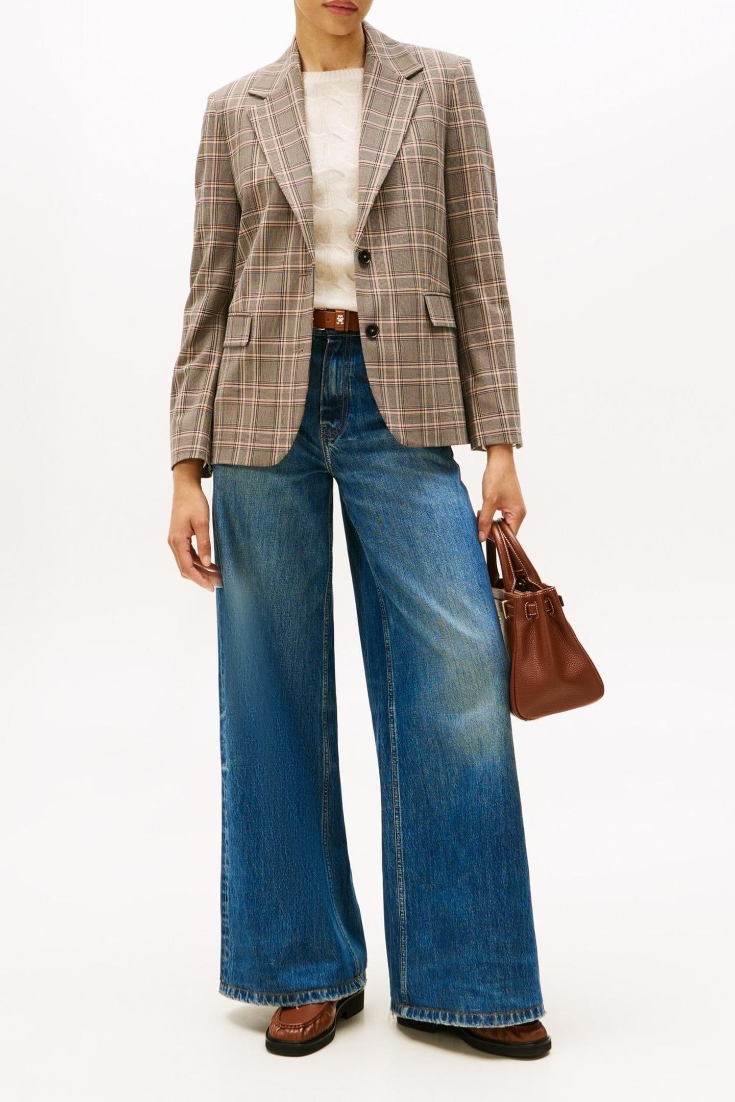 CORE CHECK REGULAR STRAIGHT BLAZER BROWN 1