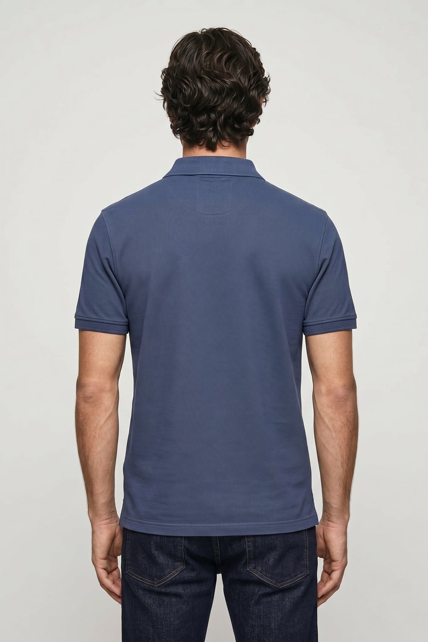 BRANDED COLLAR SHORT SLEEVE POLO DARK BLUE 2