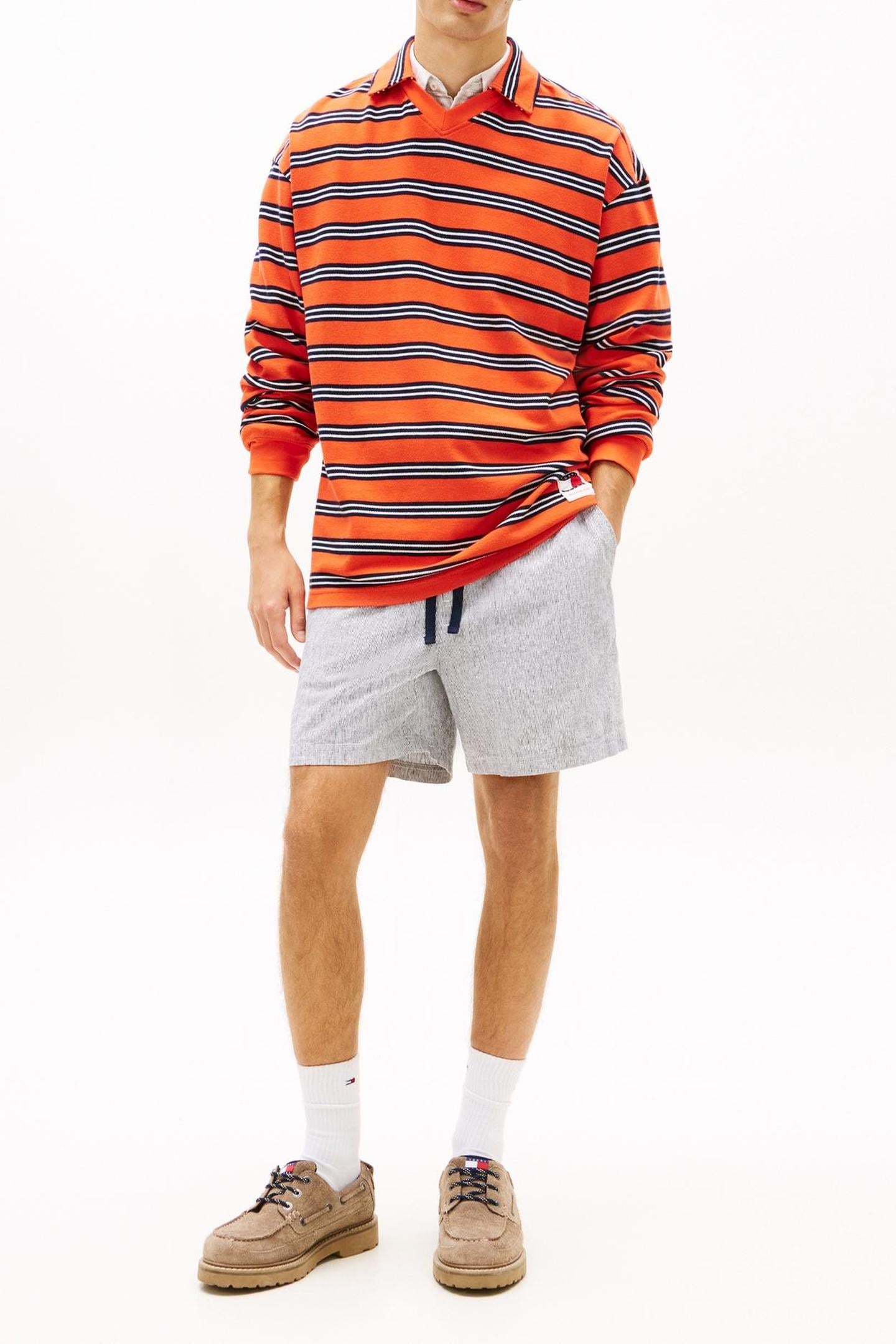 TJM LINEN BLEND SHORTS DARK NIGHT NAVY STRIPES 1