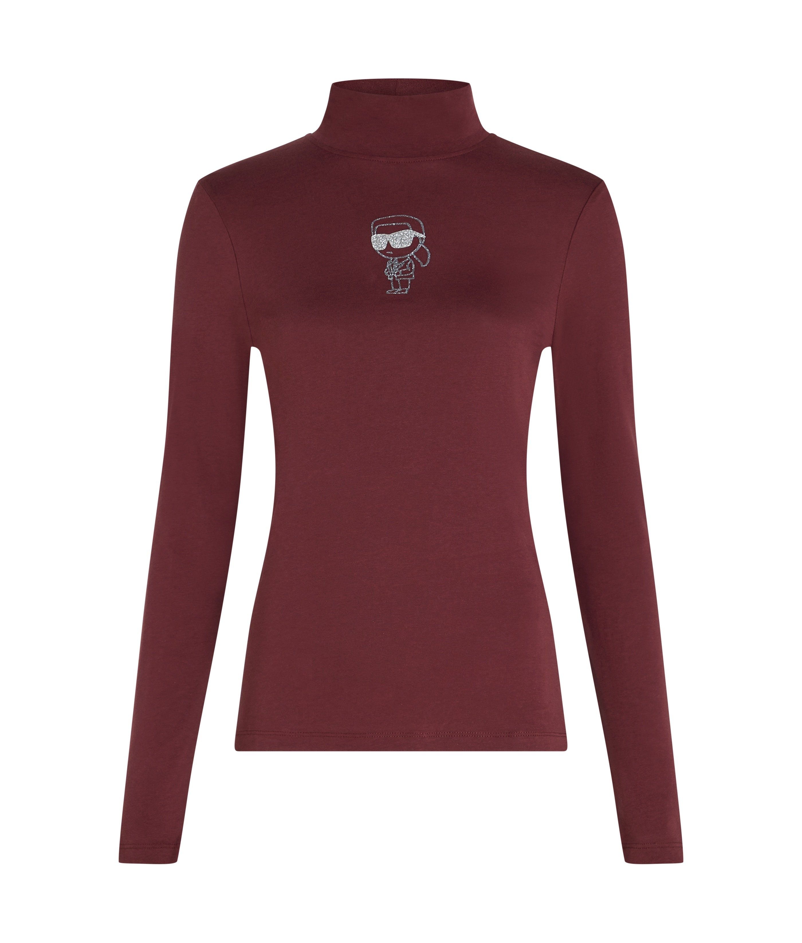 IKON GLITTER MOCK NECK LS TOP TAWNY PORT 1