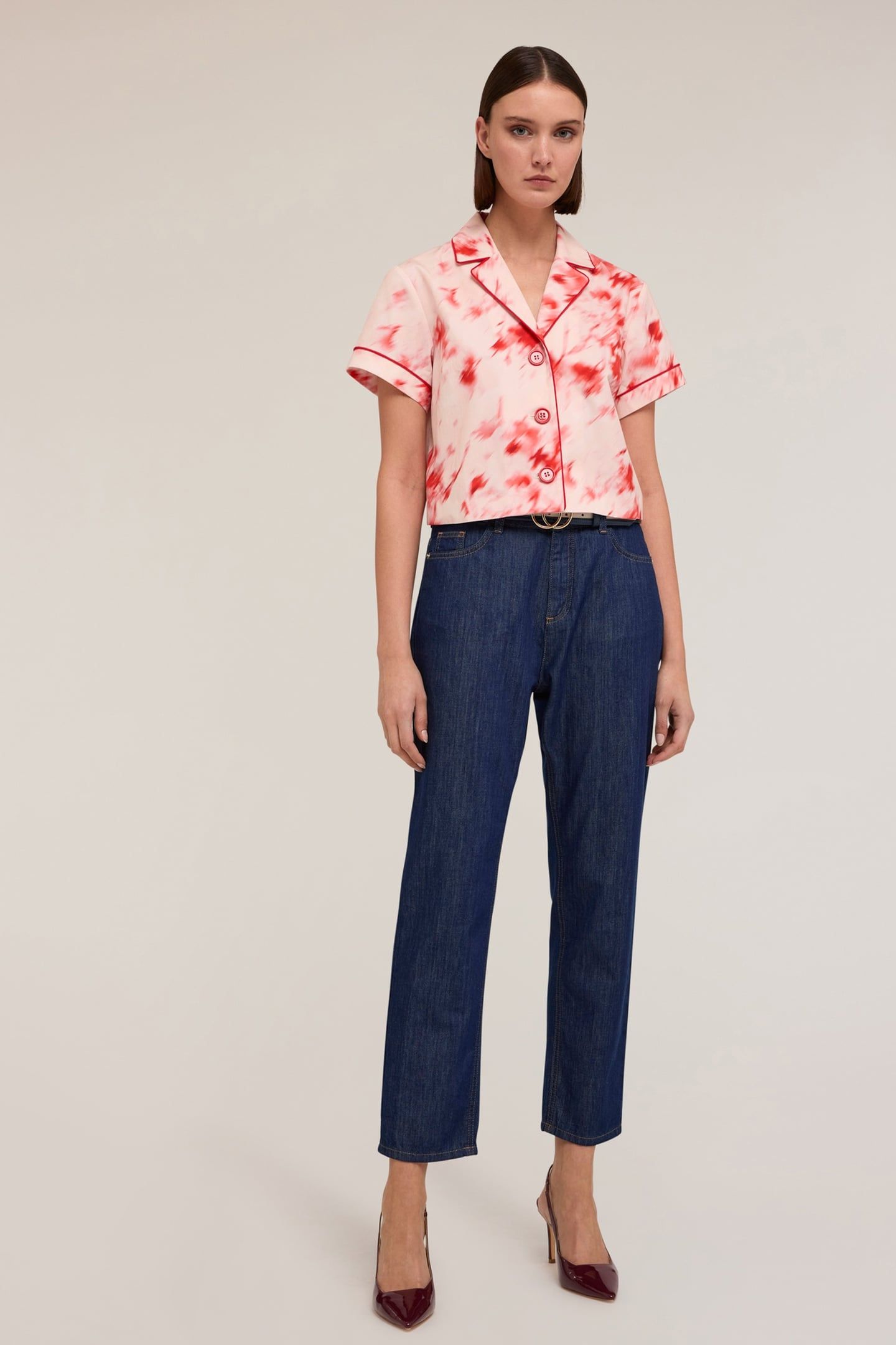 SHORT SHIRT WITH CHINÈ PATTERN RED 2