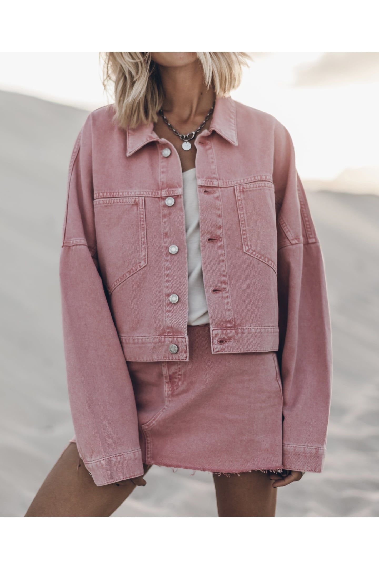 THE PINK CROPPED DENIM JACKET 1