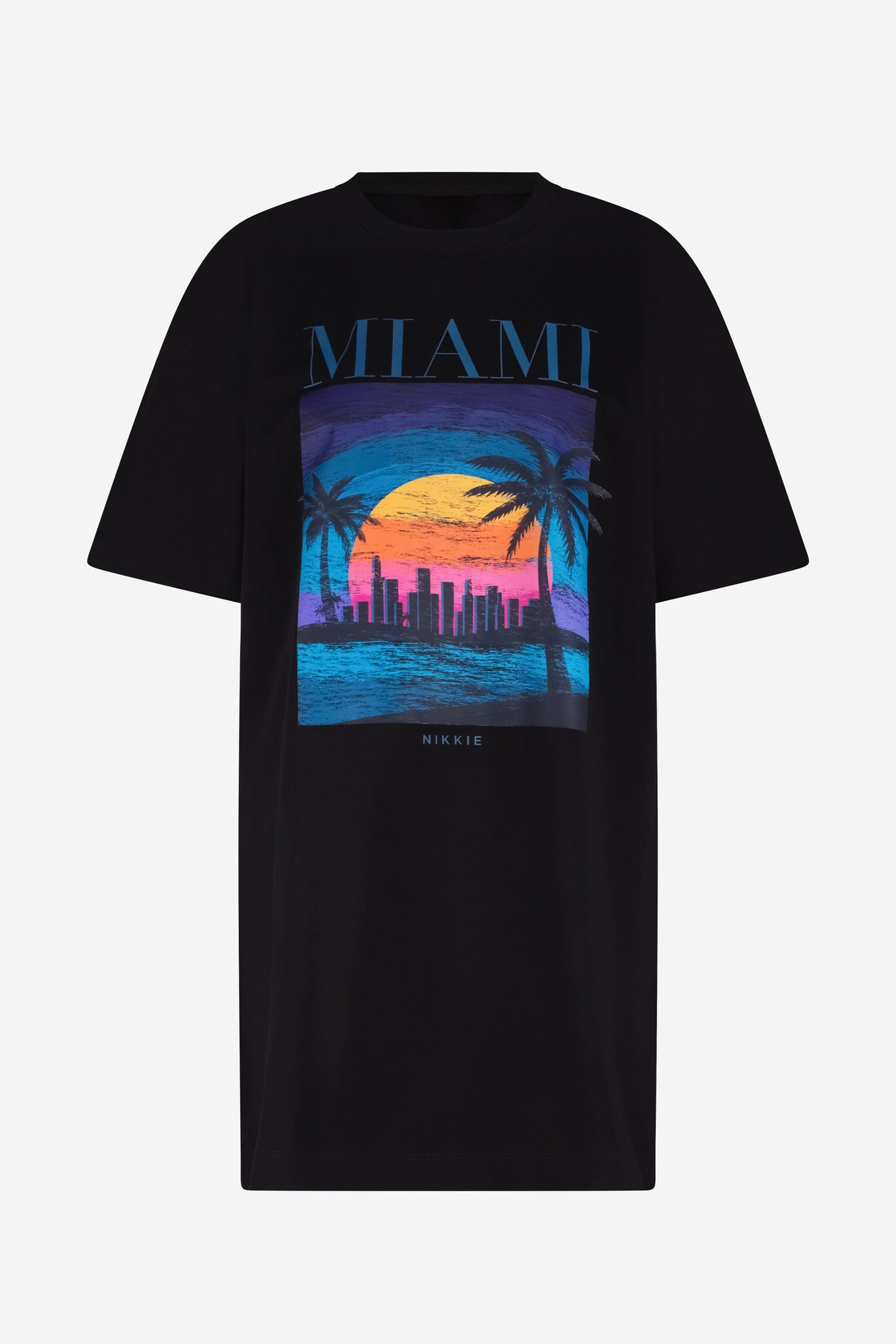 SUNSET DRAWING T-DRESS BLACK 2