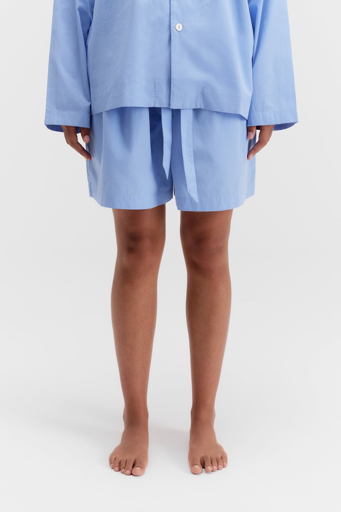 UNISEX POPLIN, PYJAMAS SHORTS CORNFLOWER BLUE 1