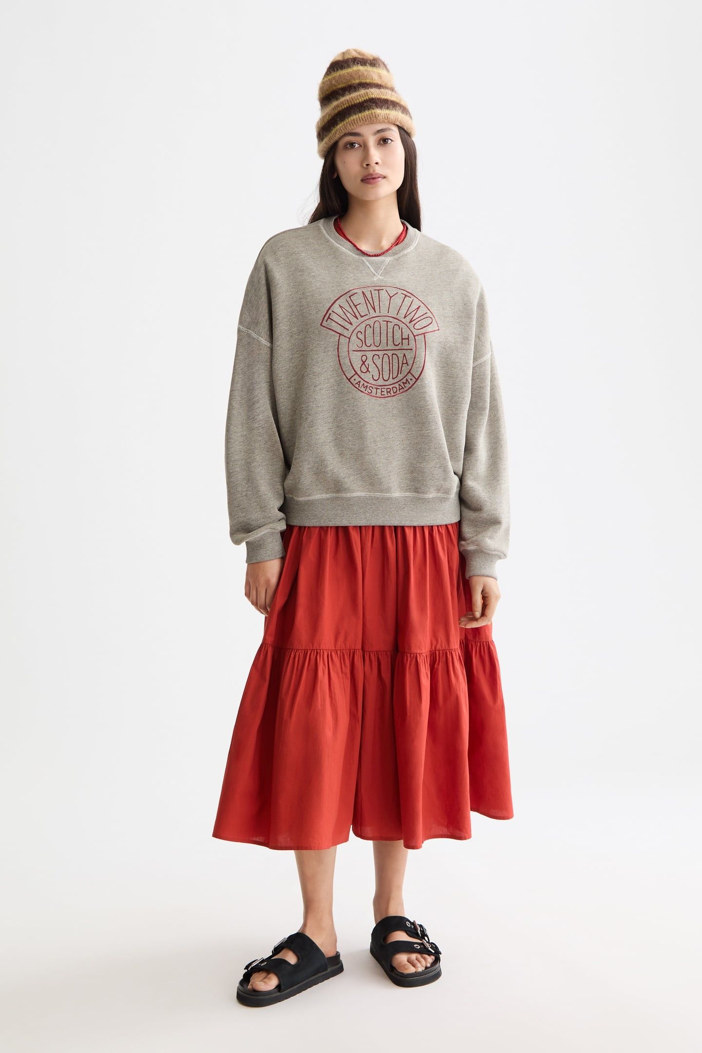 WASHED OVERSIZED FIT SWEATSHIRT WITH GRAPHIC GREY MELANGE 2