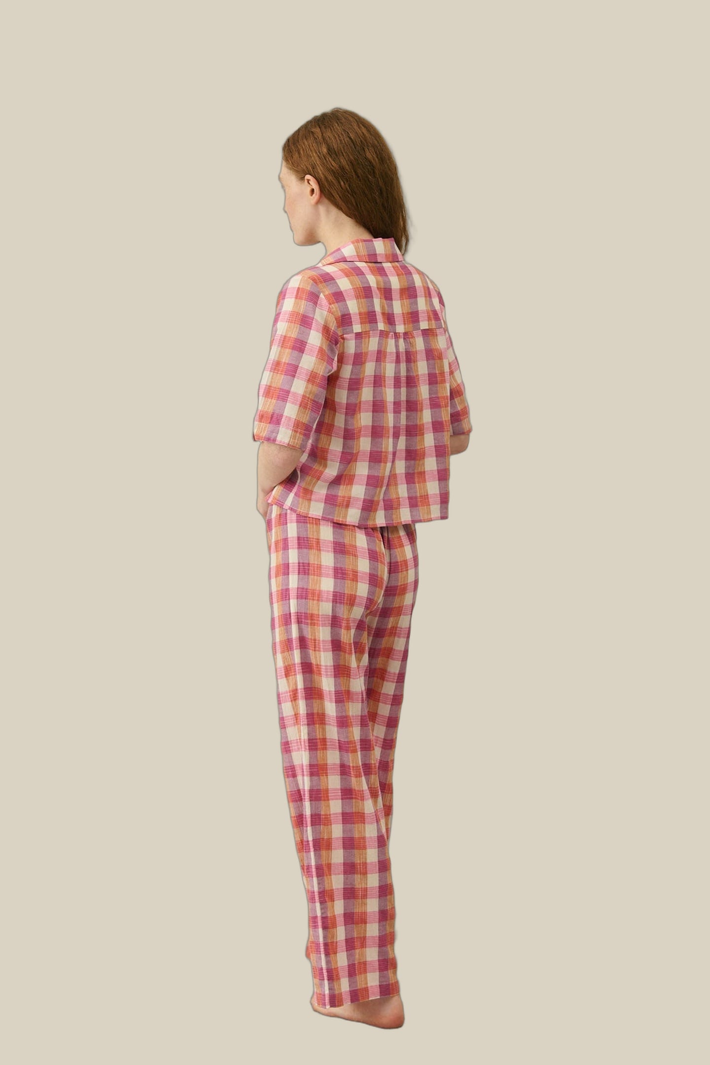 PAJAMAS SET LOUKA CREAM SUNSET CHECKS 2