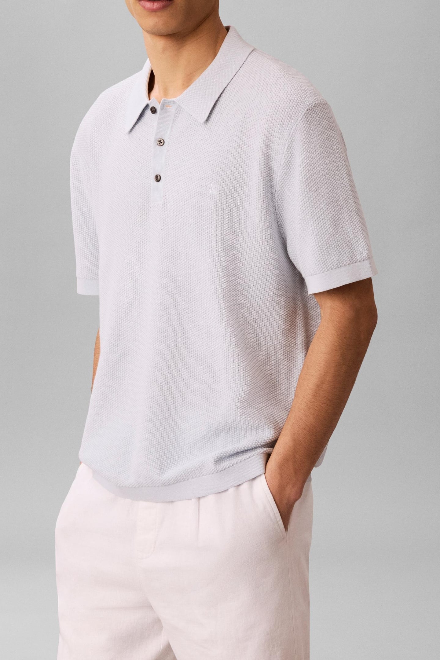SS TEXTURED COTTON POLO SWEATER PLEIN AIR 2