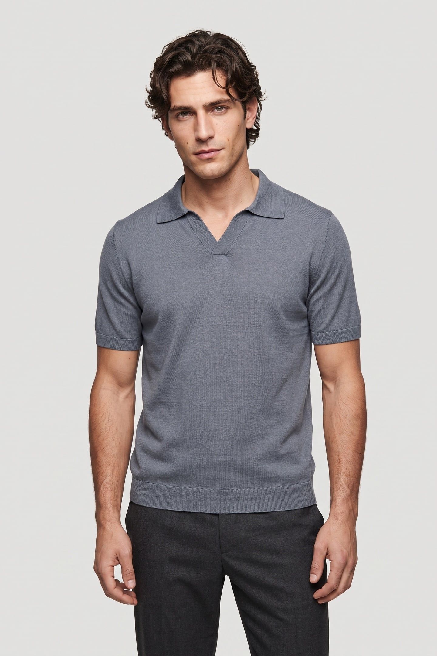 TERMEZ COTTON LINEN POLO BLUE 1