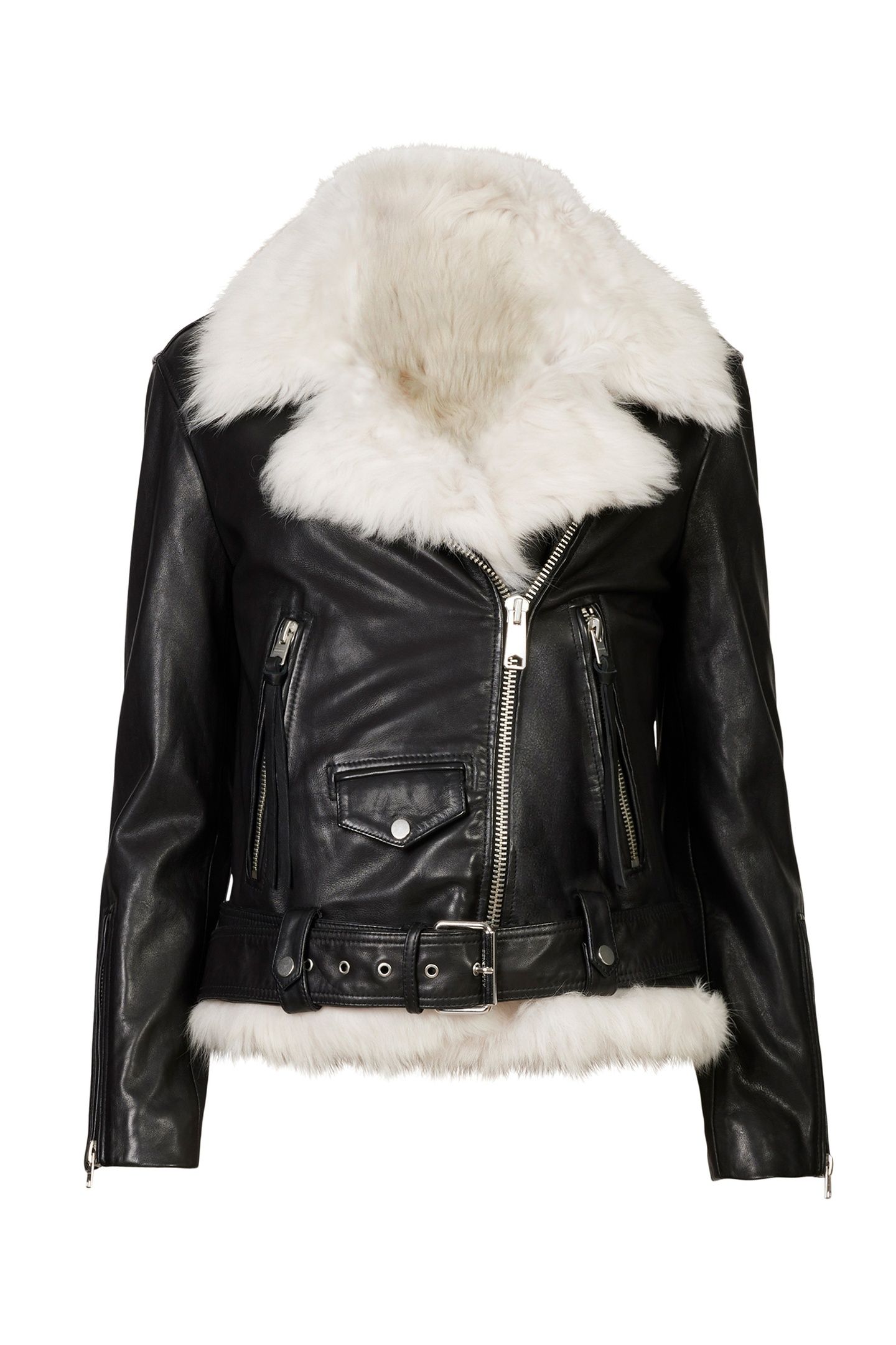 LUNA SHEARLING BIKER BLACK/NATURAL 8