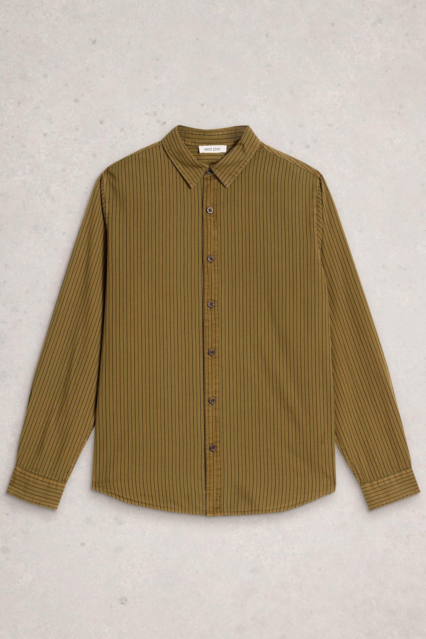 STRIPE TWILL SHIRT KHAKI GREEN 1
