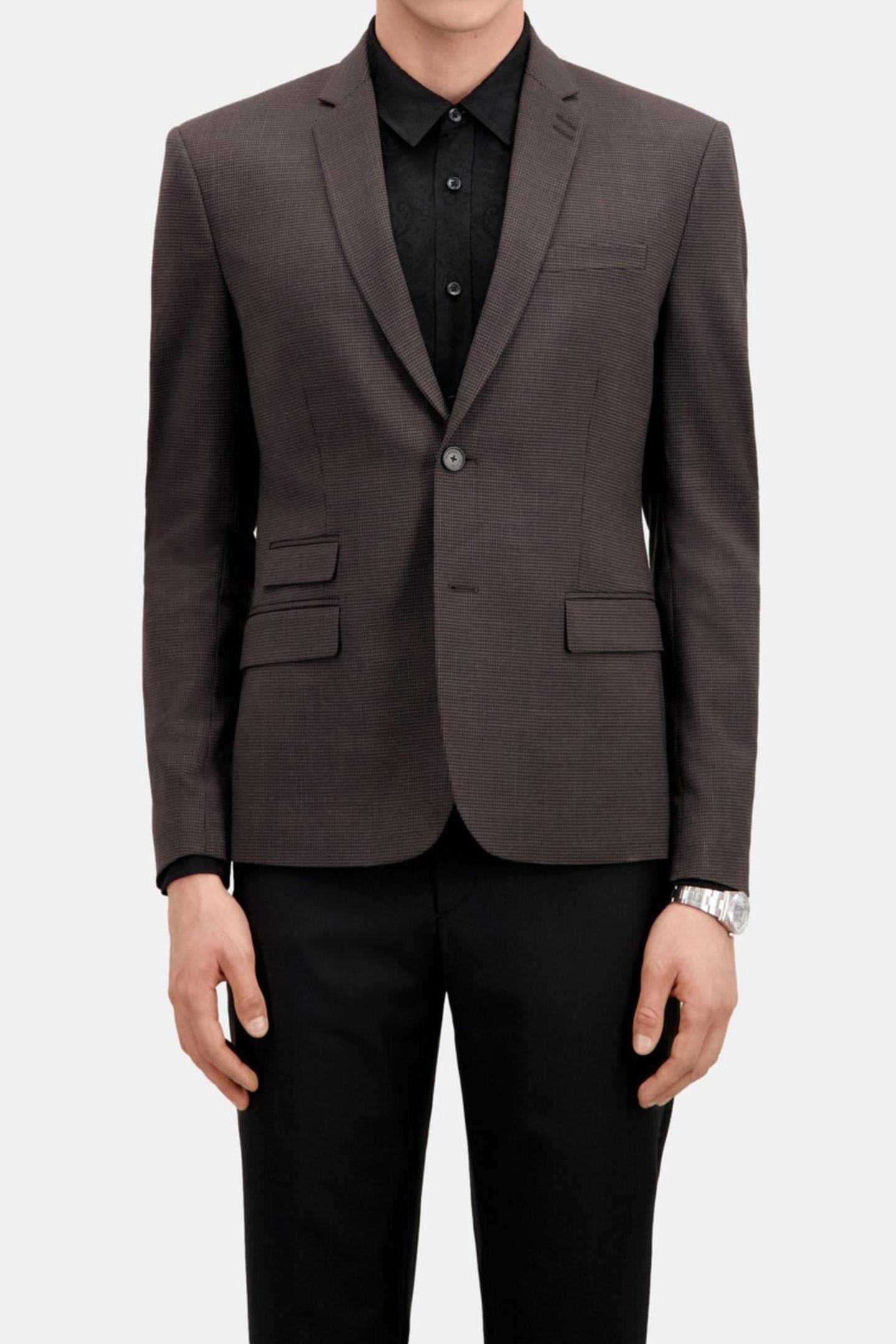 CLASSIC SUIT JACKET WITH HUNDREDFOLD PATTERN BROWN/BLACK 2