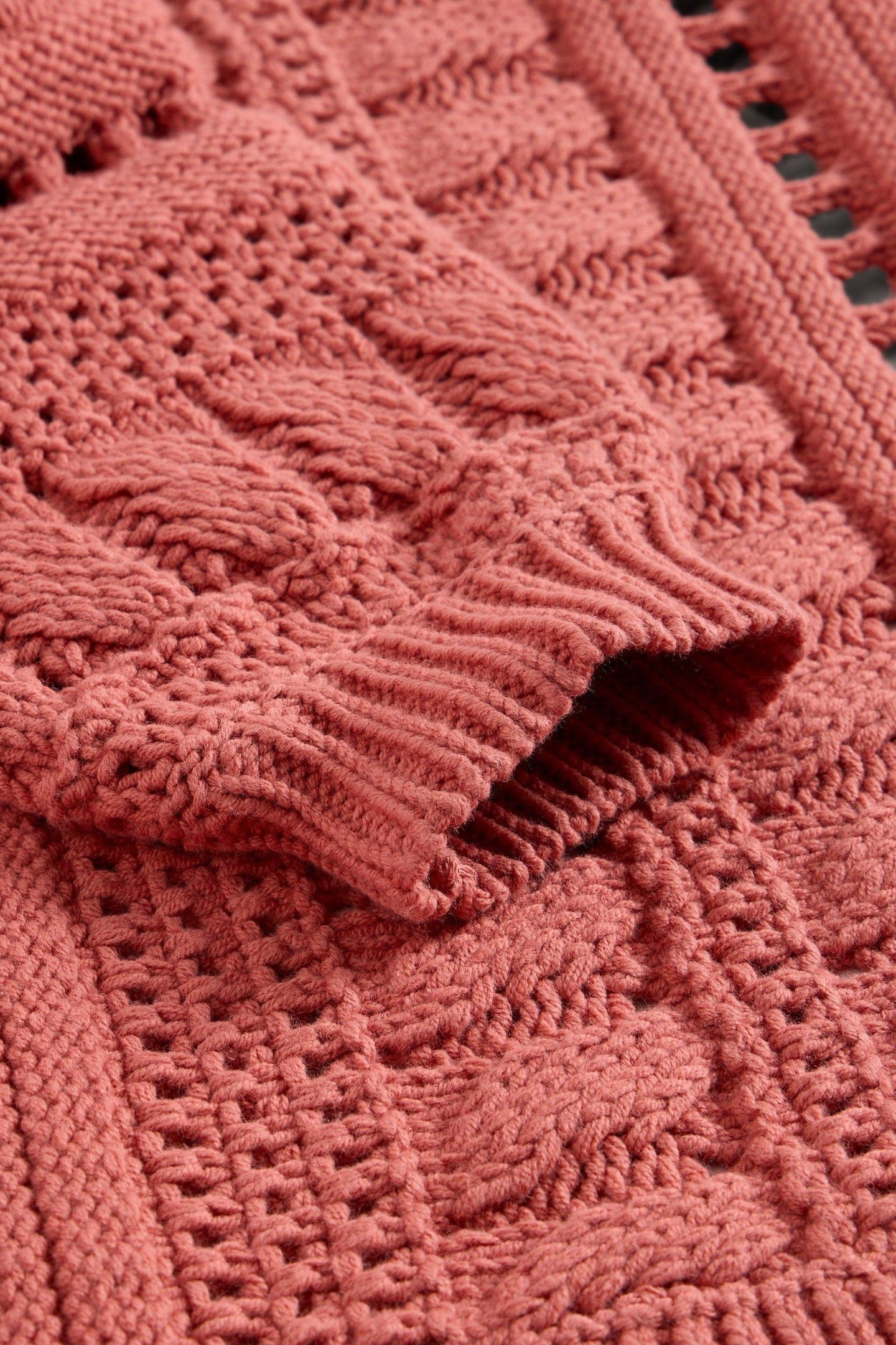CASEY CROCHET CARDI MID CORAL 5