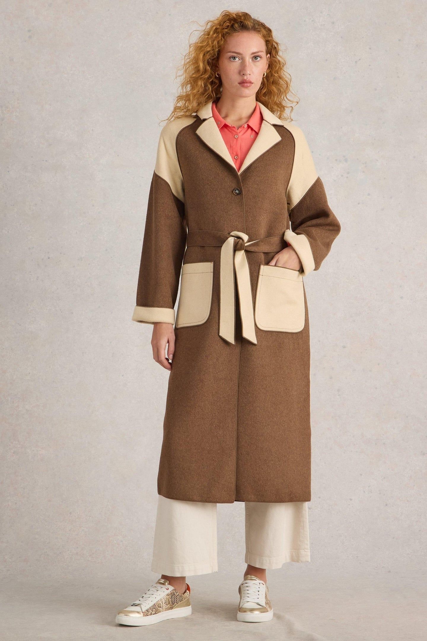 SABINE WOOL BLEND COAT NATURAL MULTI 1