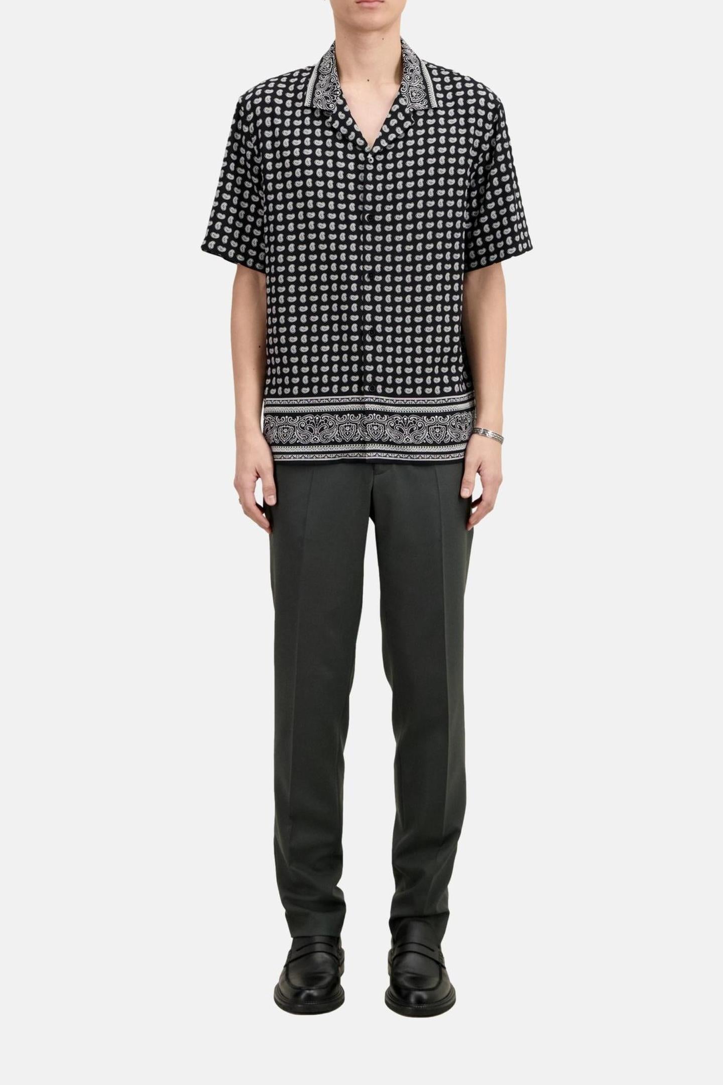 SHORT-SLEEVED SHIRT WITH SHARK NECK BLACK WHITE 3