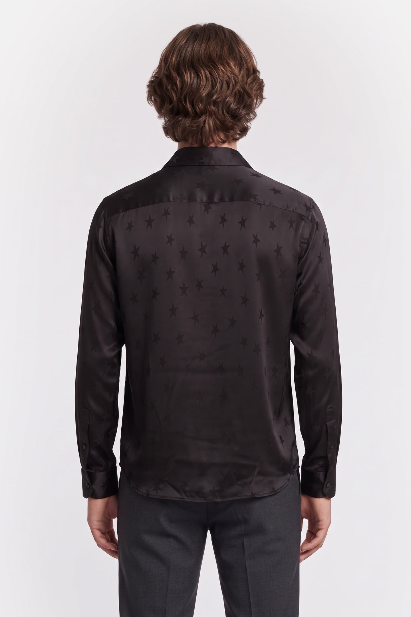 STAR JACQUARD LONG SLEEVE SHIRT BLACK 2