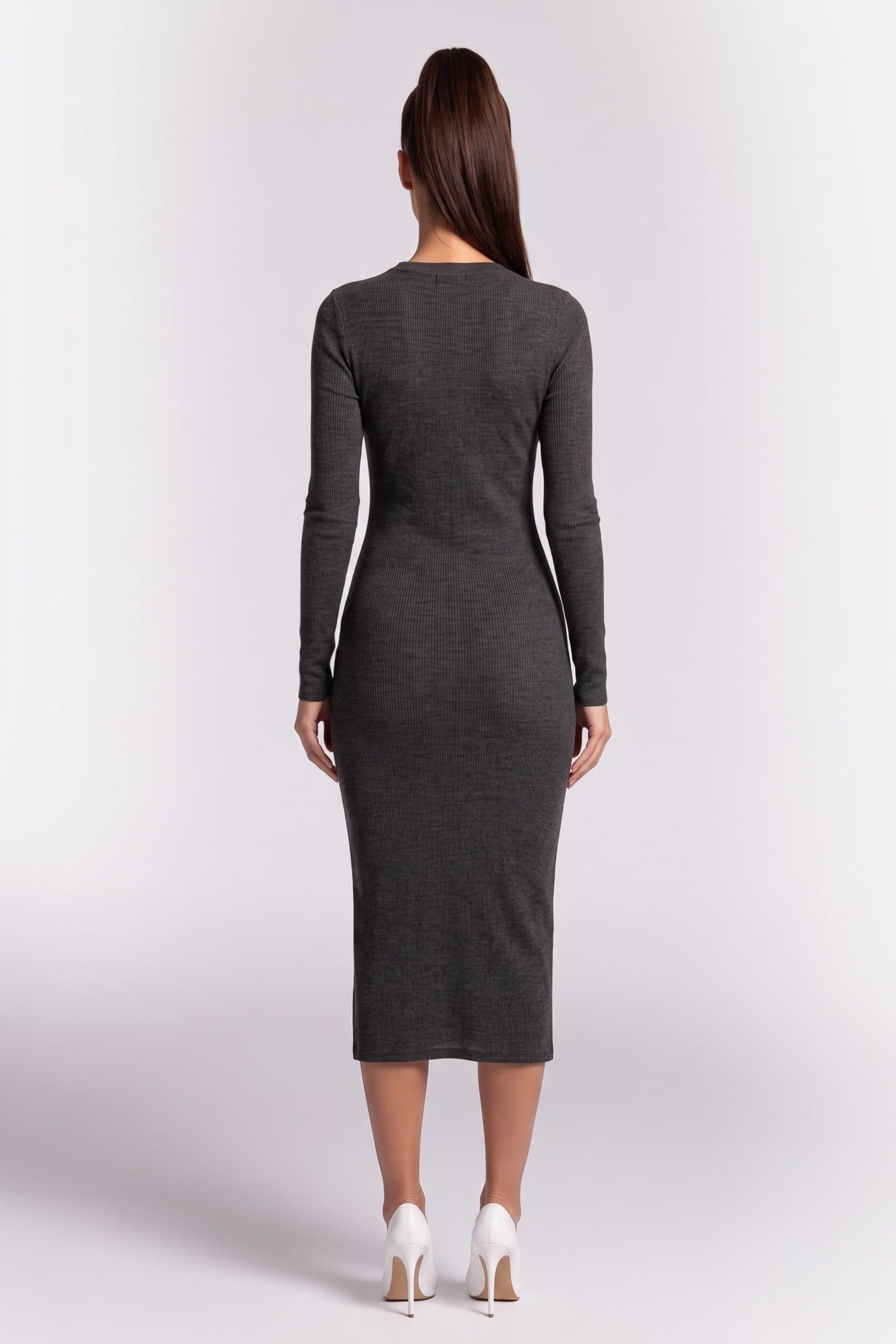 ONA HEAVY WOOL RIB DRESS GREY 2