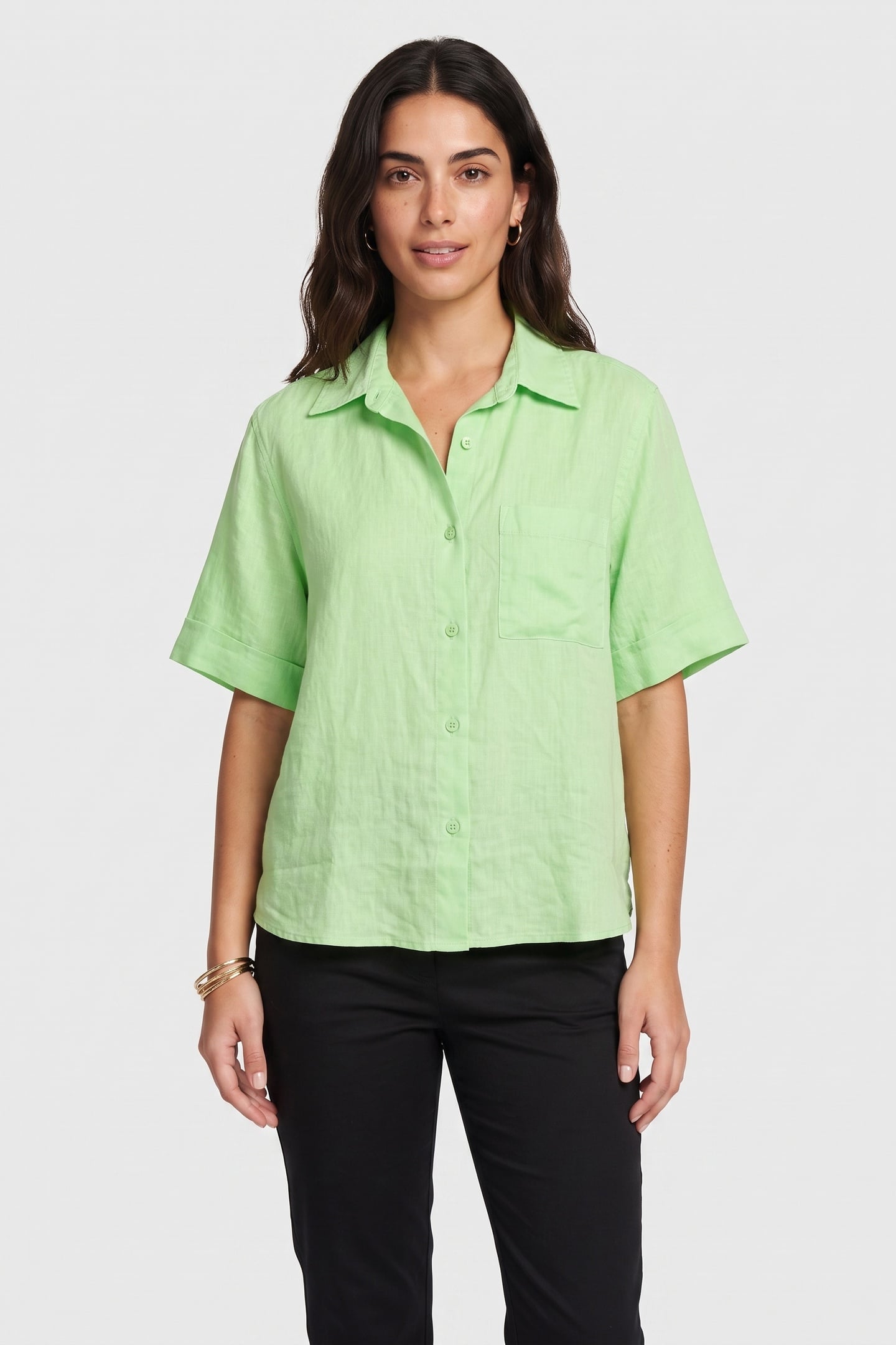 LEONEN RESORT LINEN SHIRT GREEN 1