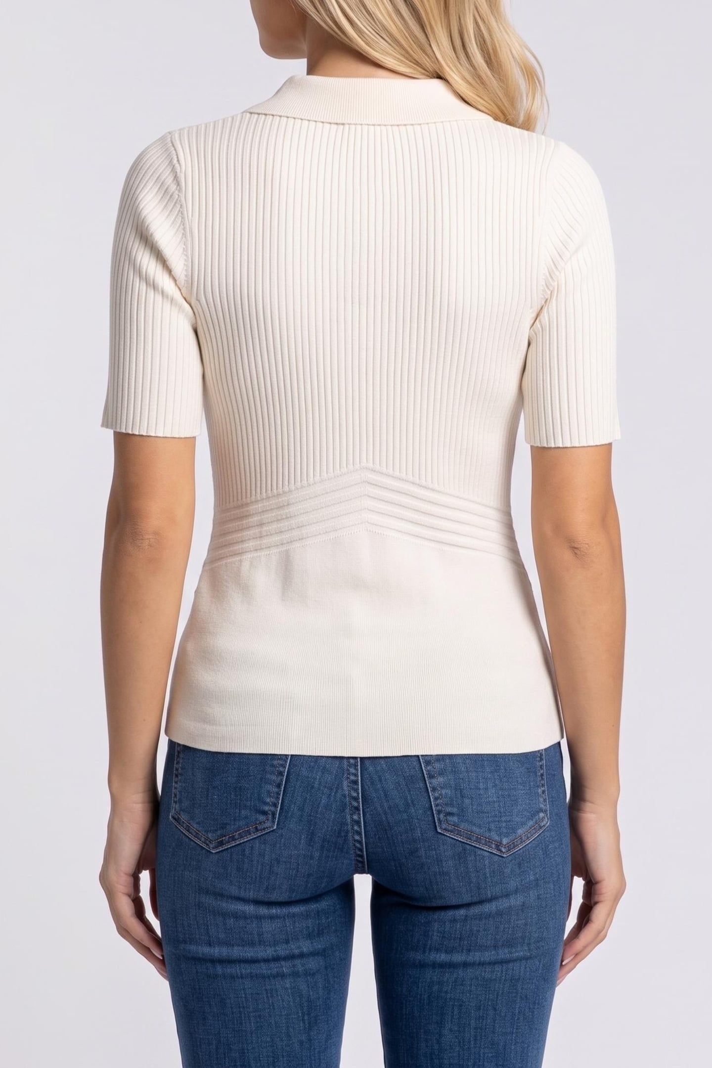 GUESS ECO FLORA CUT-OUT POLO S CREAM WHITE 2