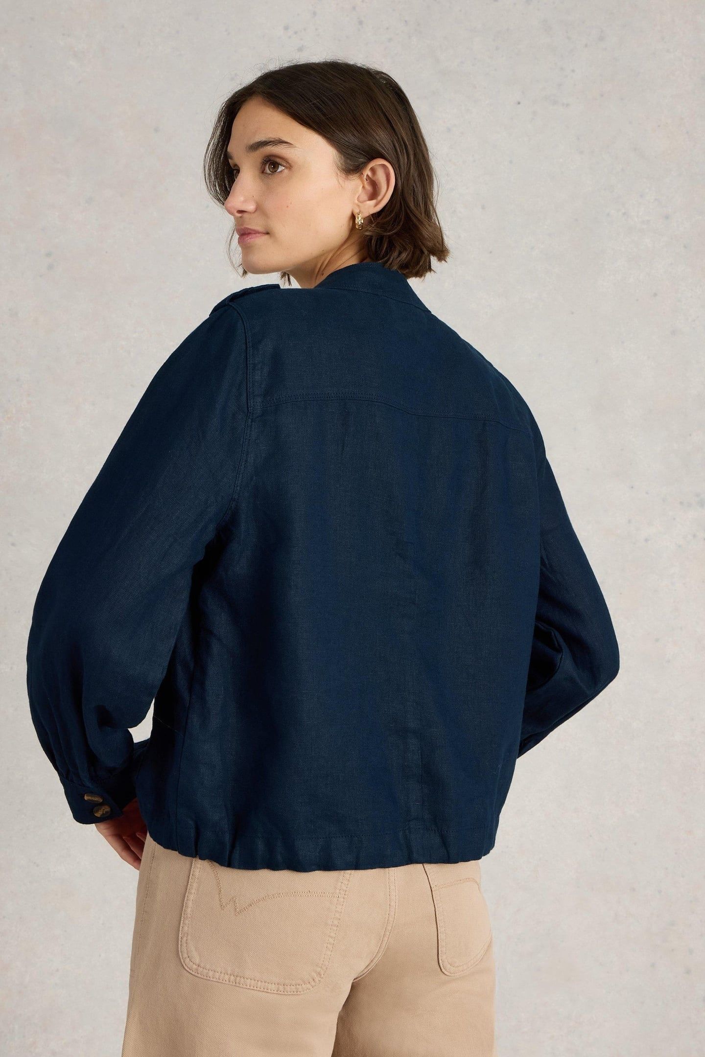 DEMI UTILITY LINEN JACKET DARK NAVY 4