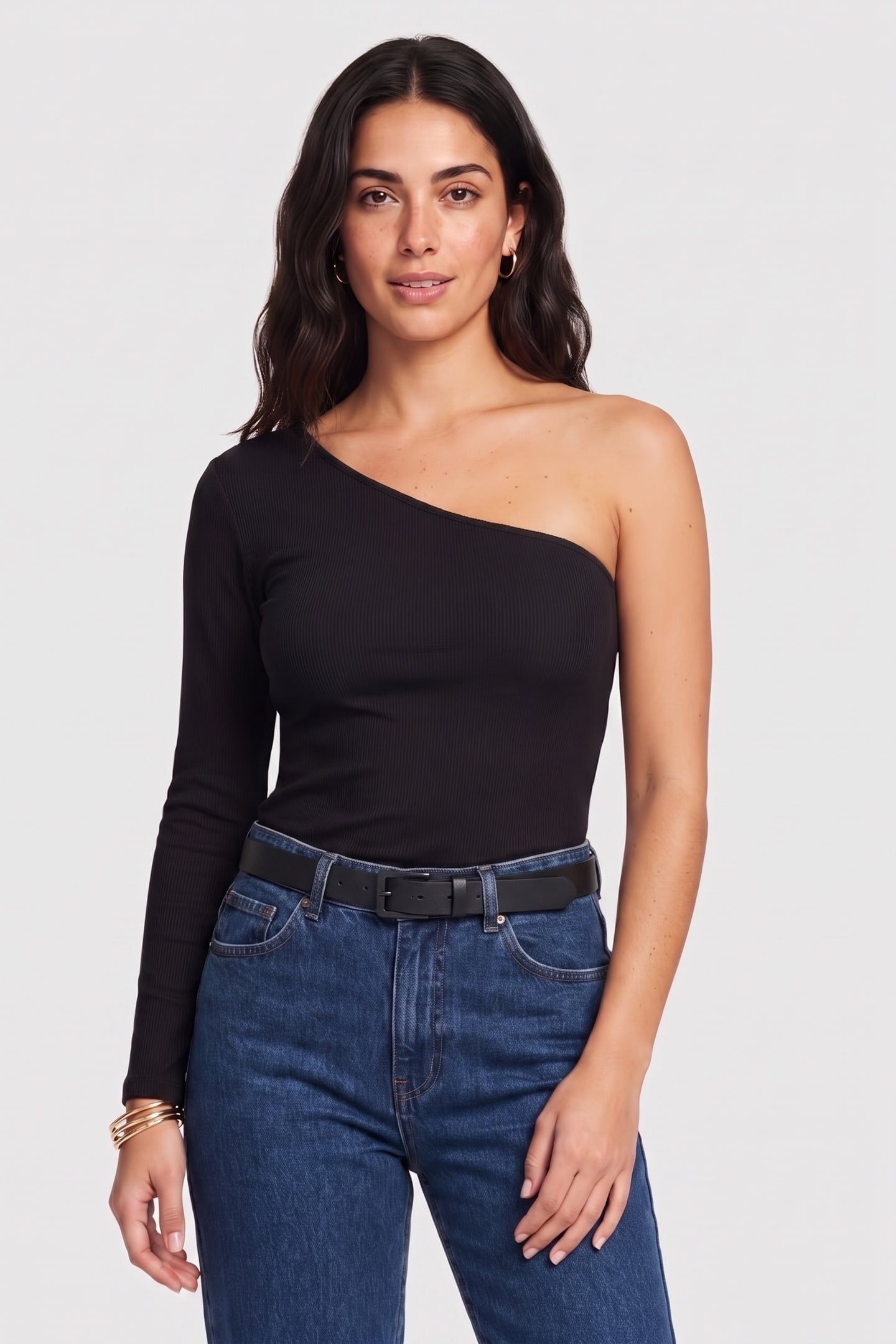 SLEEK COTTON RIB LS BLACK 1