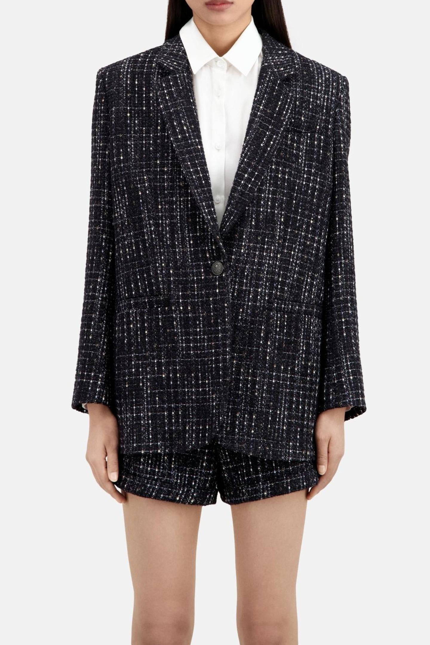 VESTE LOOSE AND TWEED BLACK WHITE 1