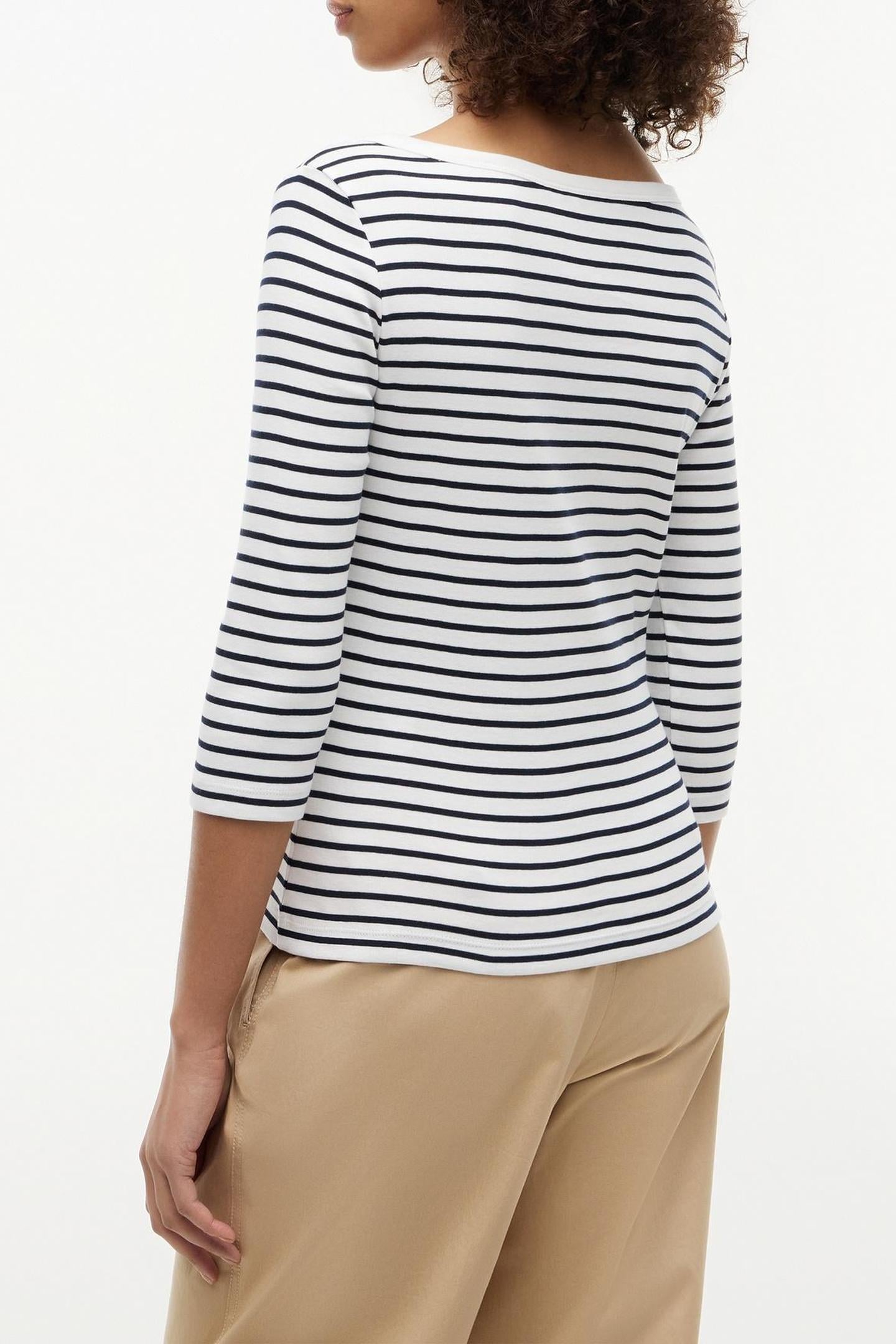 CODY BOAT-NECK 3/4 SLEEVE BRETON STRIPE ECRU/DARK NIGHT NAVY 2