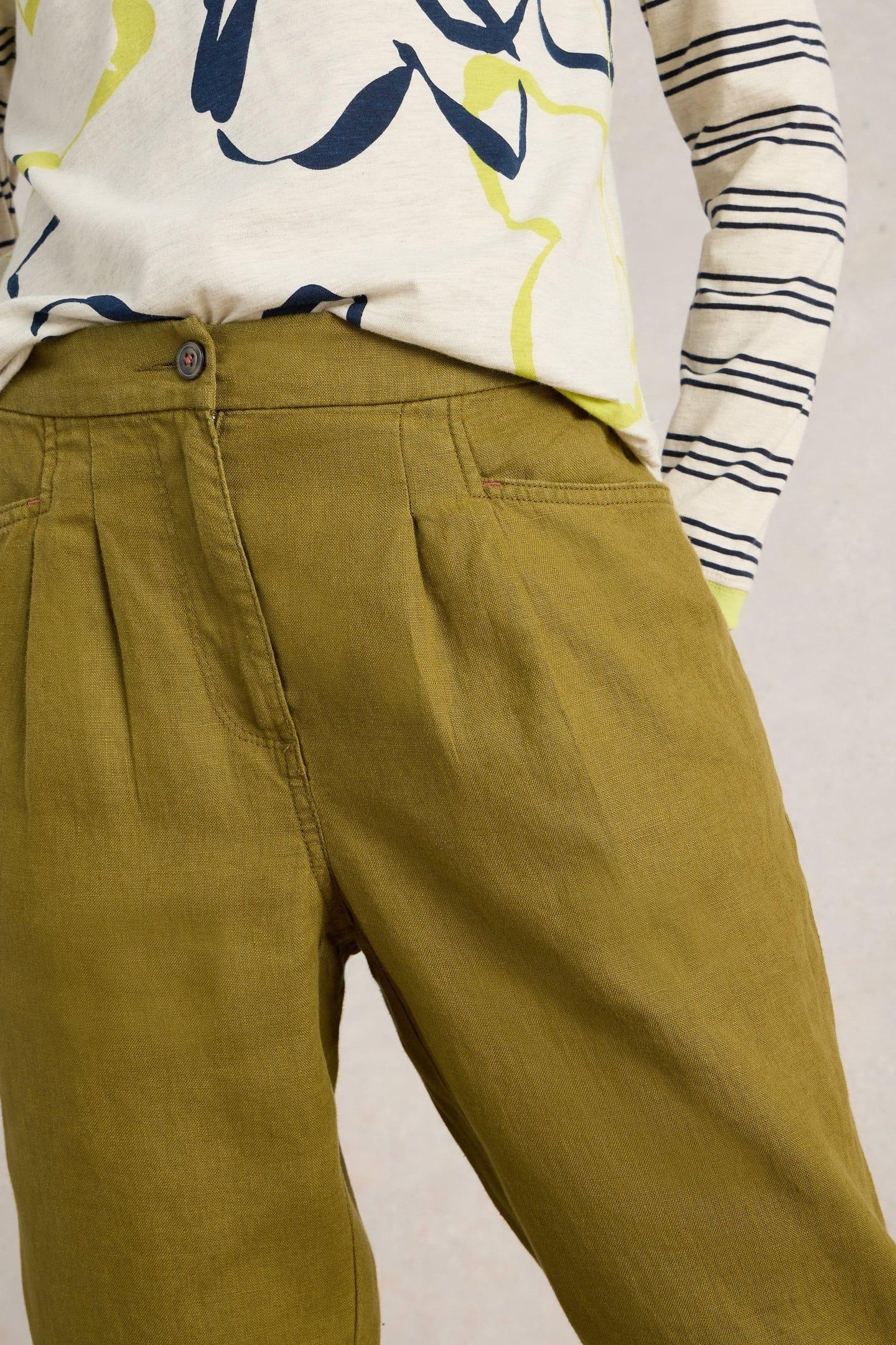 ROWENA LINEN TROUSER KHAKI GREEN 4