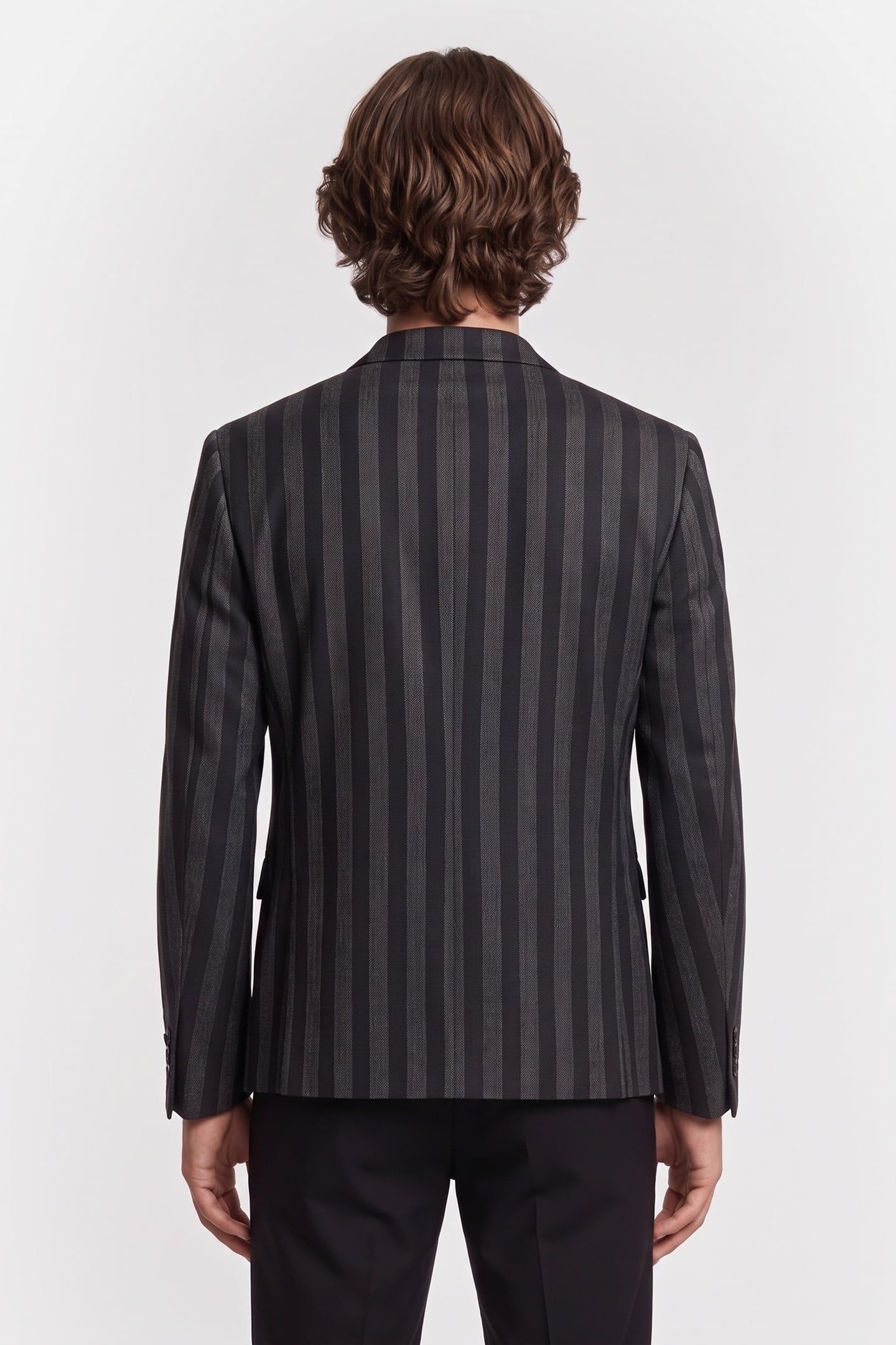 STRAIGHT-CUT JACKET WITH 3 BUTTONS & 3 POCKETS BLACK GREY 4