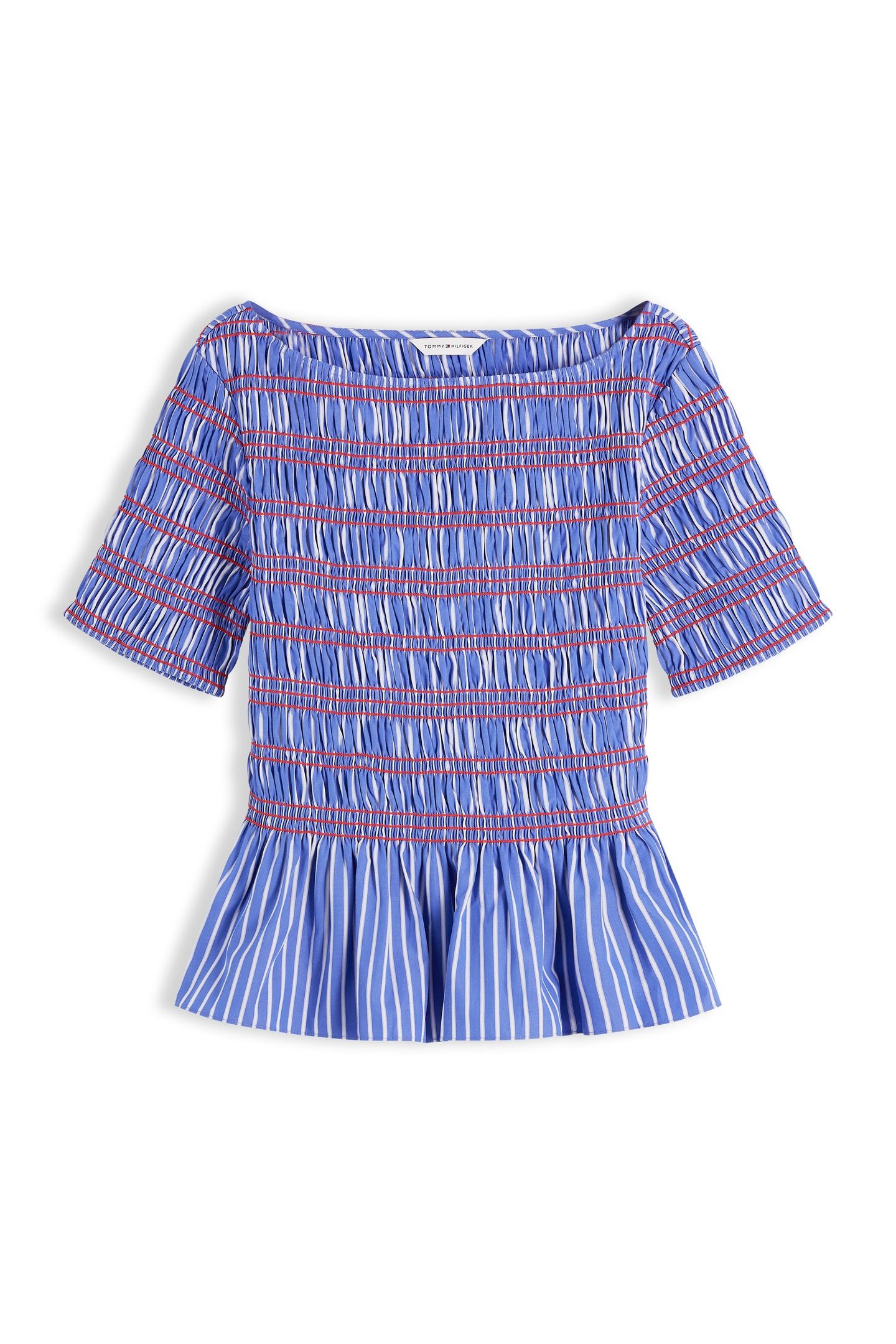 SMOCKING STRIPE BOAT NECK TOP STACKING STP/VERONA BLUE 4