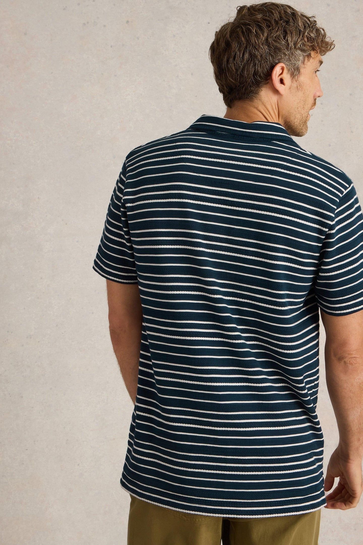 JACQUARD STRIPE POLO NAVY MULTI 3