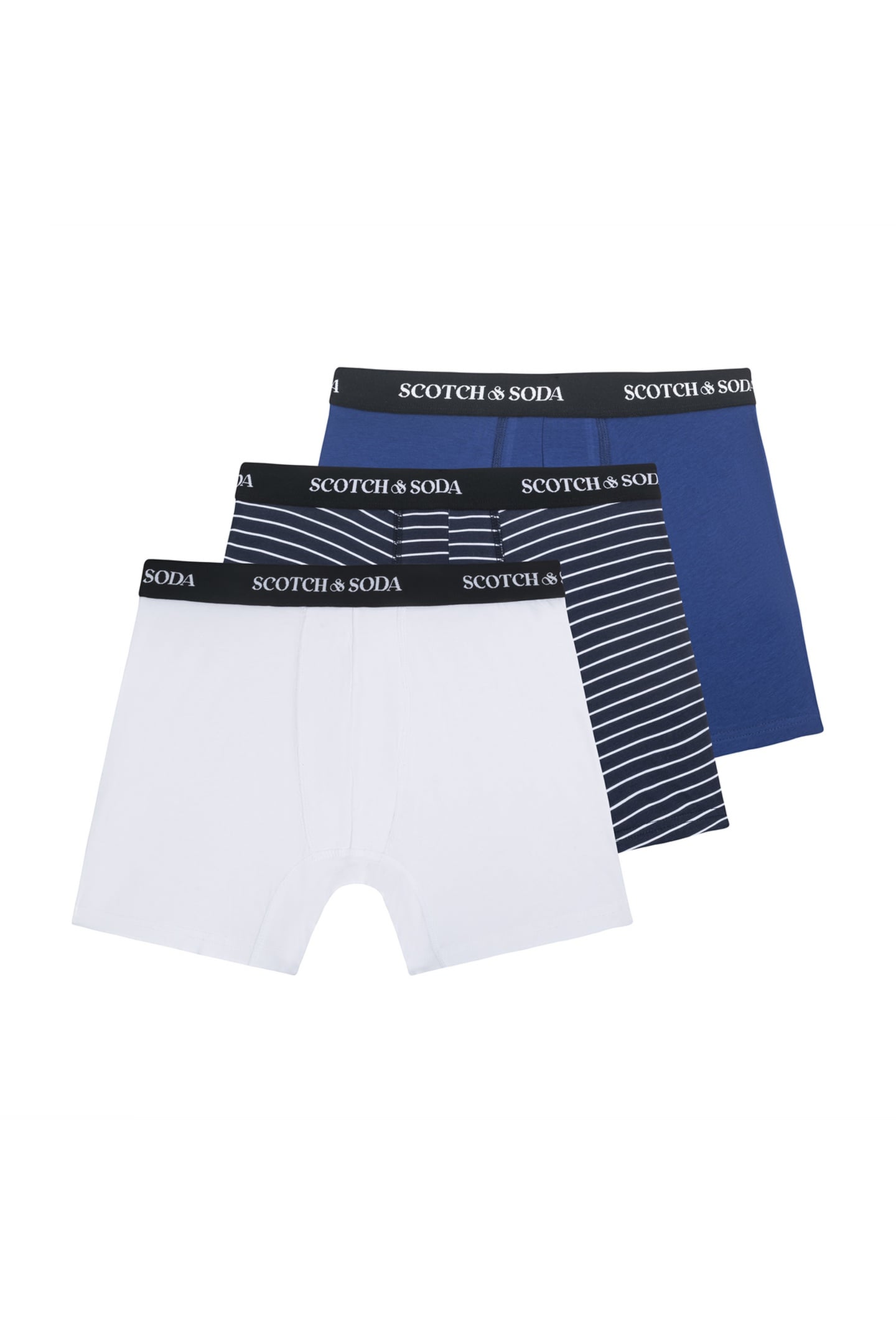 3PK MENS COTTON STRETCH BOXER BRIEF NAVY / WHITE 1