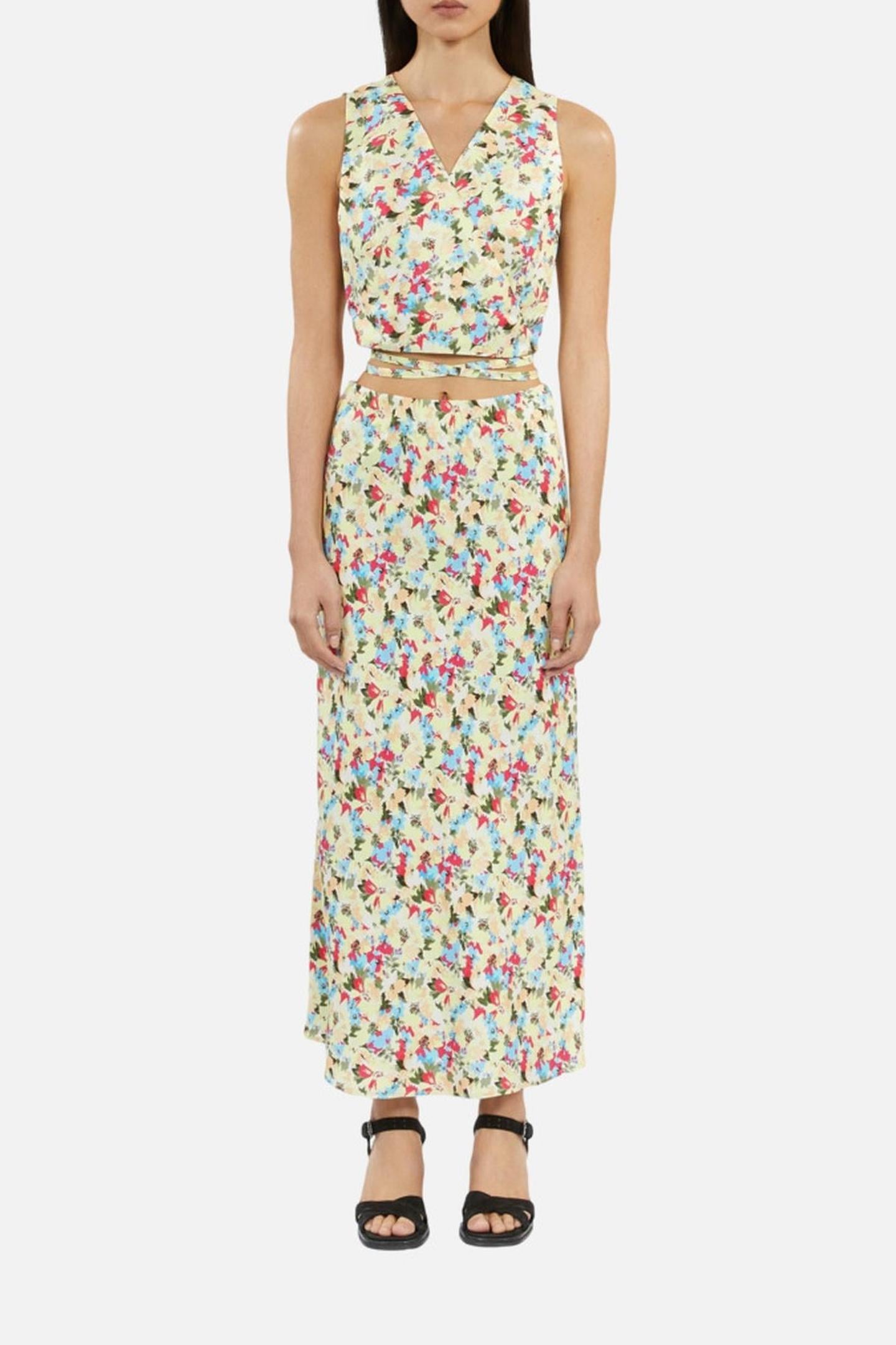 LONG SKIRT WITH SLIT AND ELASTICATED WAIST YELLOW 2