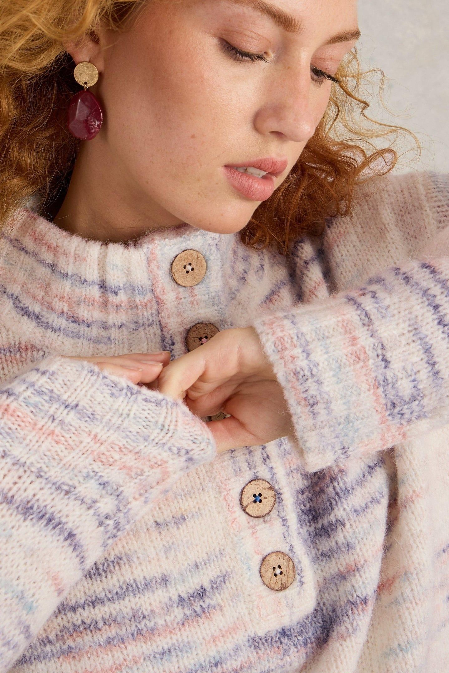BELLA BUTTON JUMPER IVORY MULTI 4