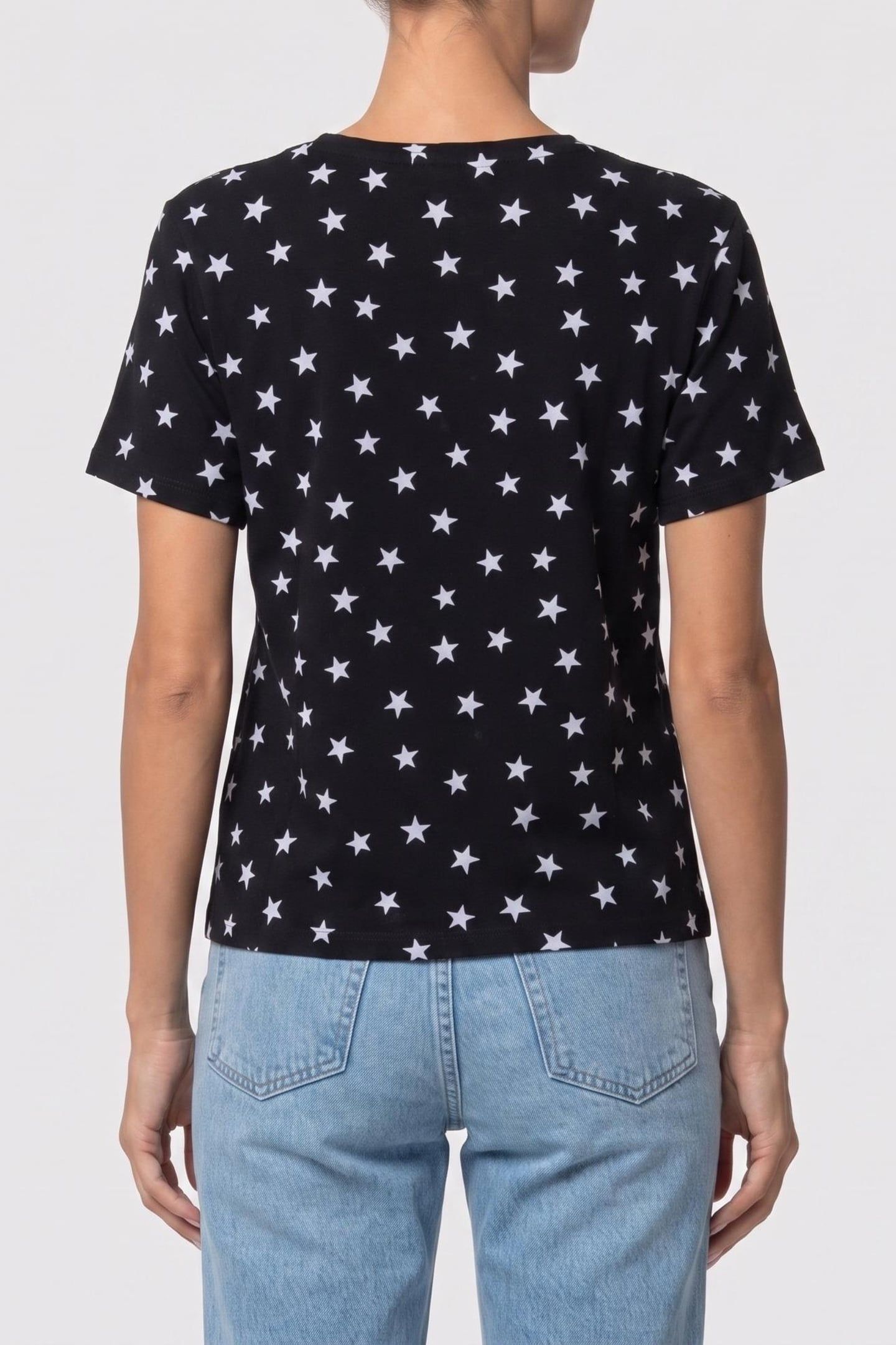 SHORT-SLEEVED T-SHIRT W FRONT LACE-UP AND PRINT BLACK WASHED 2