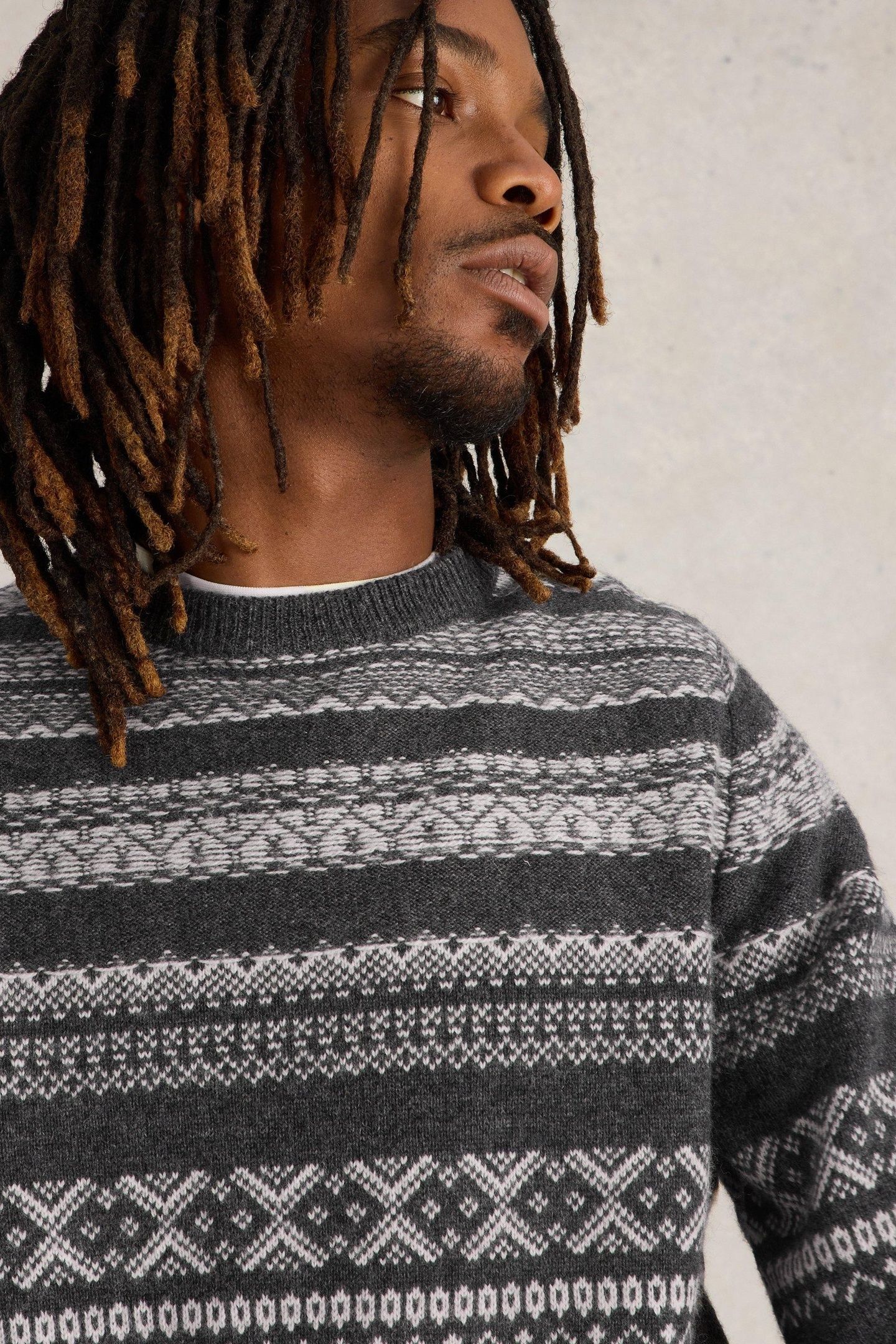MONOCHROME FAIRISLE JUMPER GREY MULTI 5