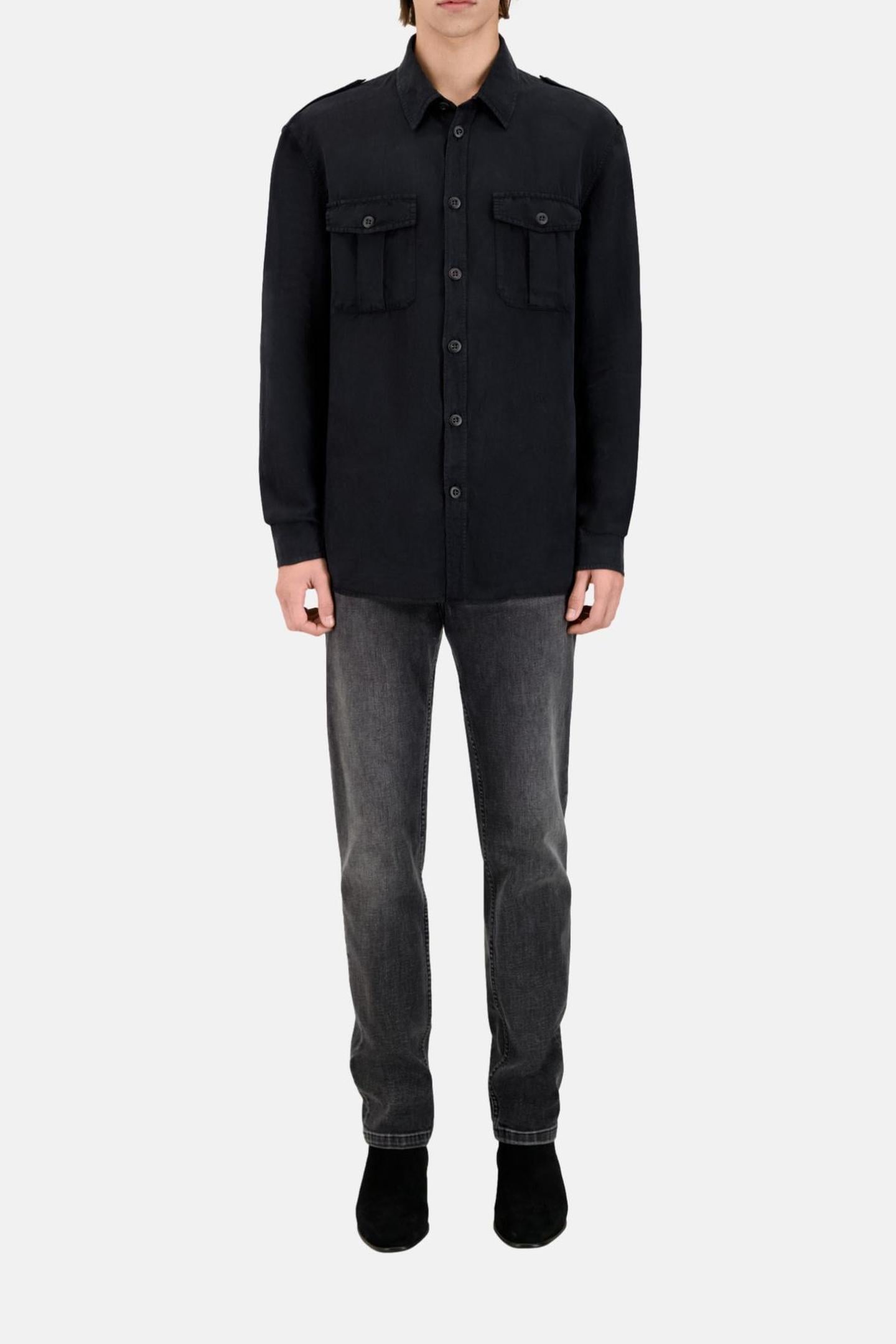 MILITARY SHIRT WITH PATCH POCKETS BLACK 2