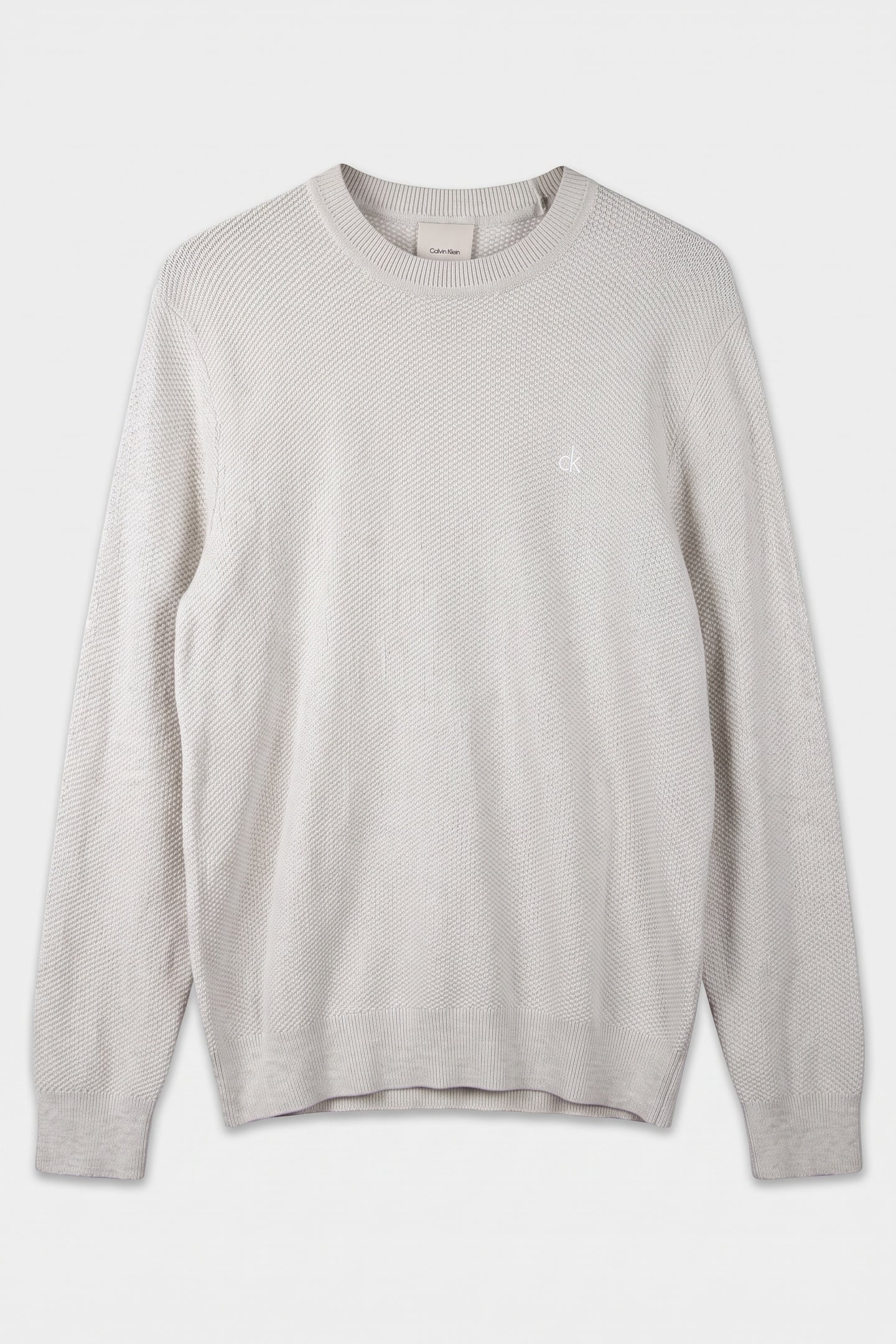 LS TEXTURED COTTON SWEATER SNOW HEATHER 3